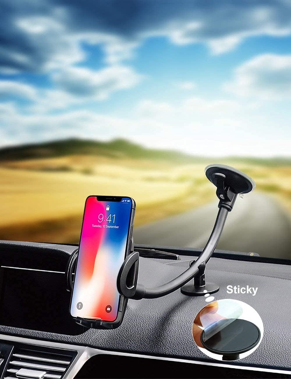 Portable Electronic Device Mount, Black, Compatible with iPhone 11 Pro Max/11/XS Max/XS/XR/X/8 Plus/8/7 Plus/7/6S Plus/6S/SE