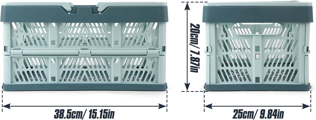 Domiella 2-Pack Foldable Storage Baskets, 20L Collapsible Crates PP Blue