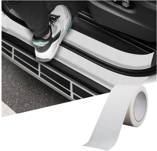Zpana Car Door Edge Guard Sill Protector, 2.76" x 16.4FT Vehicle Front Rear Door Entry Guard Wrap Film Anti-Scratch Strip, Auto Threshold Scuff Protection Adhesive Tape, Universal Fit (White)