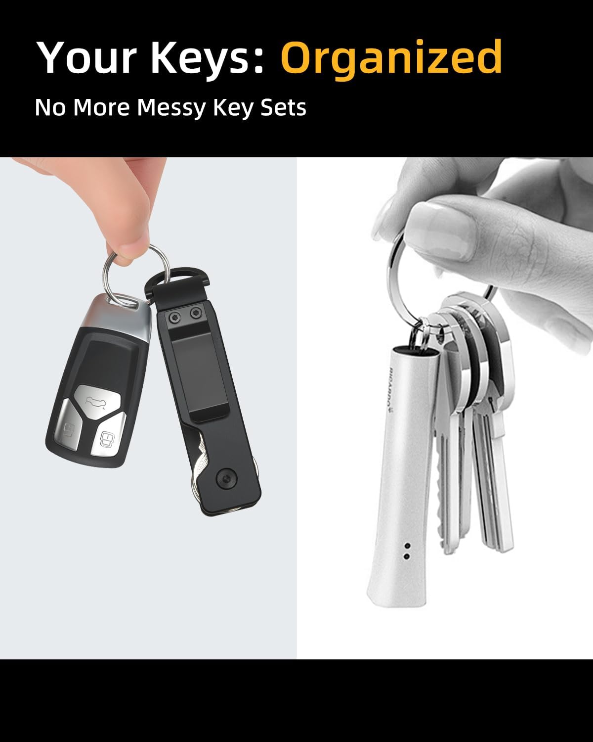 Keychain Key Holder Keychain Tile For Men/Women Key Finder Ring/Organizer for Car Keys Keyring Accessories 2-5 Keys