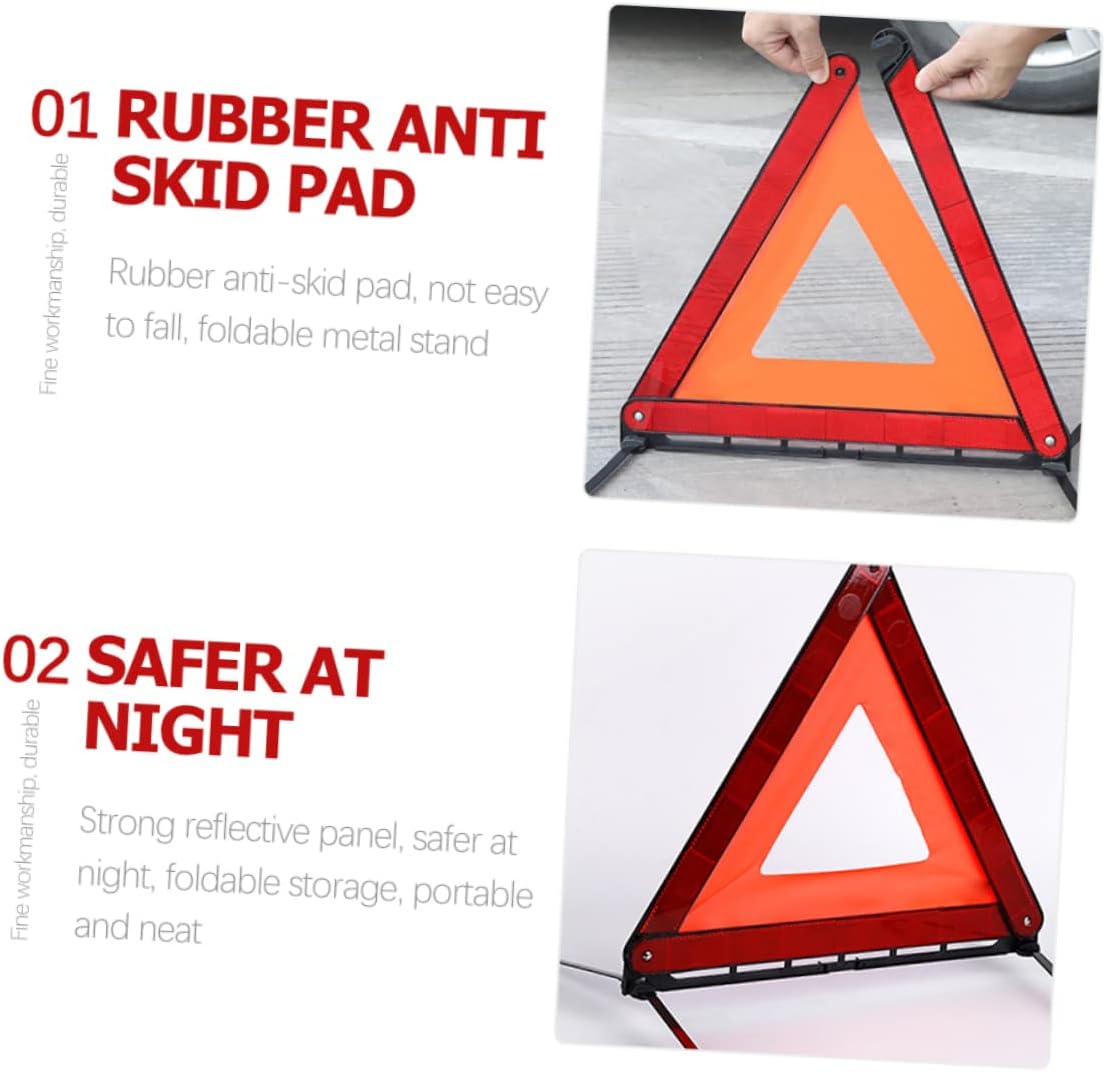 Homoyoyo Safety Warning Sign Foldable Emergency Triangle Reflector for Roadside Use Stable Design with Skid Base for Road Construction and Vehicle Maintenance