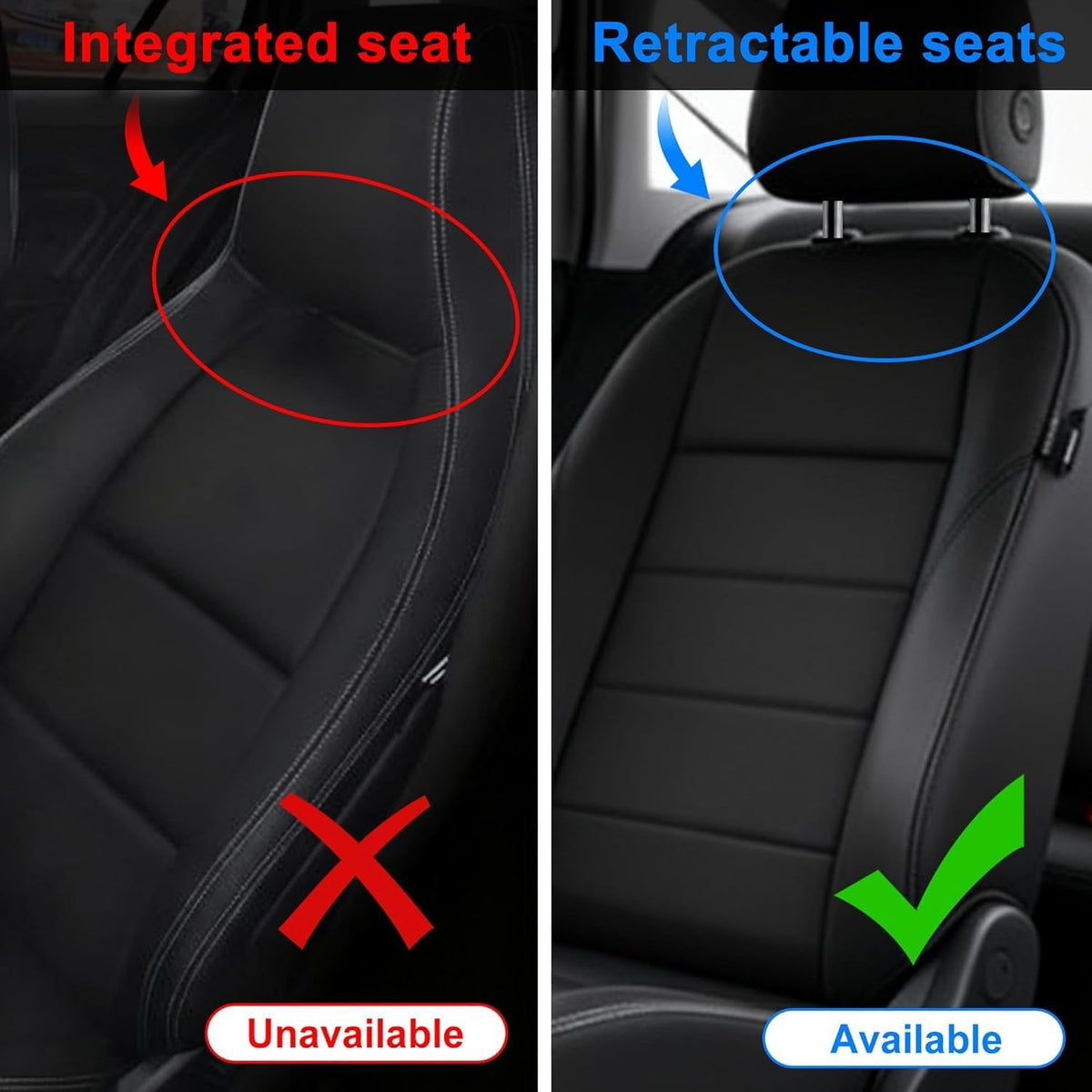 2 Pack Seat Back Protector - Leather Kick Mat with Storage Pockets, Front & Back Seat Cover for Kids -Large Capacity Car Seat Organizers and Storage for Child, Splashproof & Easy Clean