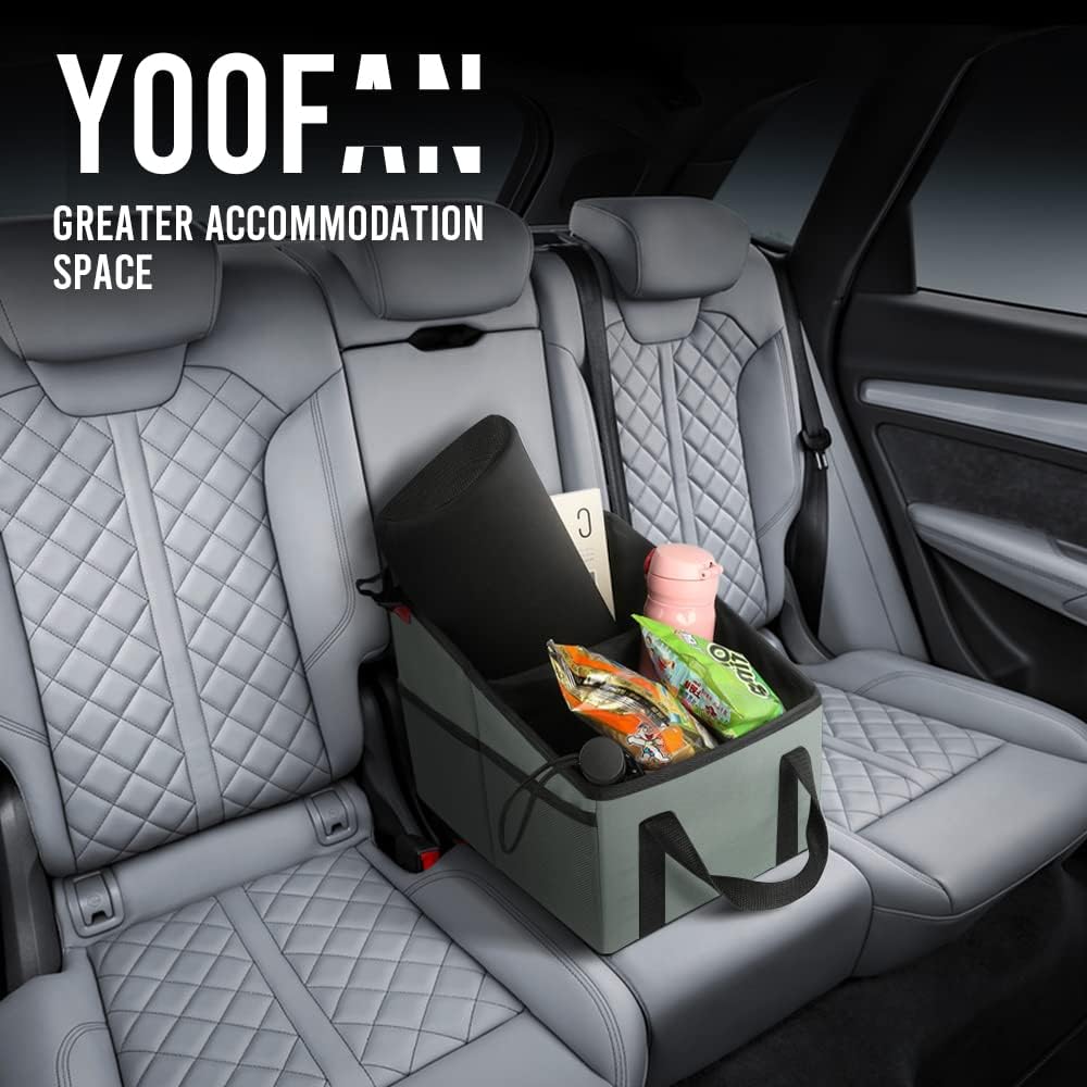 Car Seat Organizer - Passenger Seat Organizer, Collapsible Small Car Seat Storage Organizer for Console Front or Back, Automotive Backseat Organizer with Belt 4 Cup Holders for Kids Accessories, Cyan