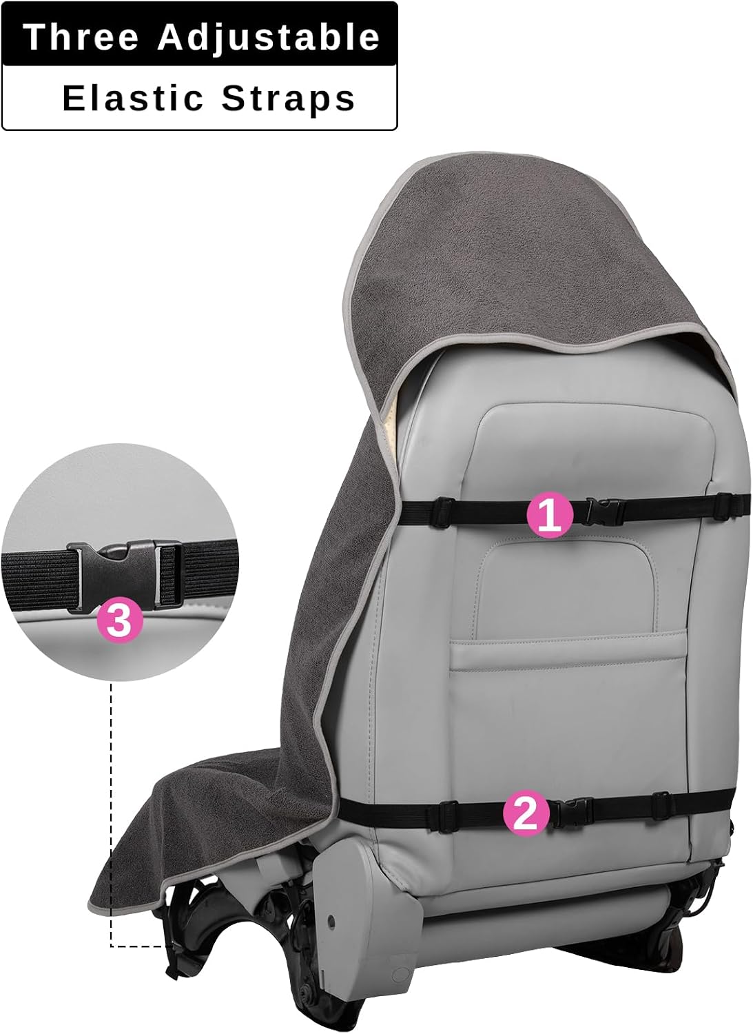 Prpeko Terry Cloth seat Cover Universal Waterproof Car Sport Towel Seat Cushion Non-Slip Sweat-Absorbent Towel Cloth Suitable for Gym Workout, Universal Fit for Car SUV Van-Grey