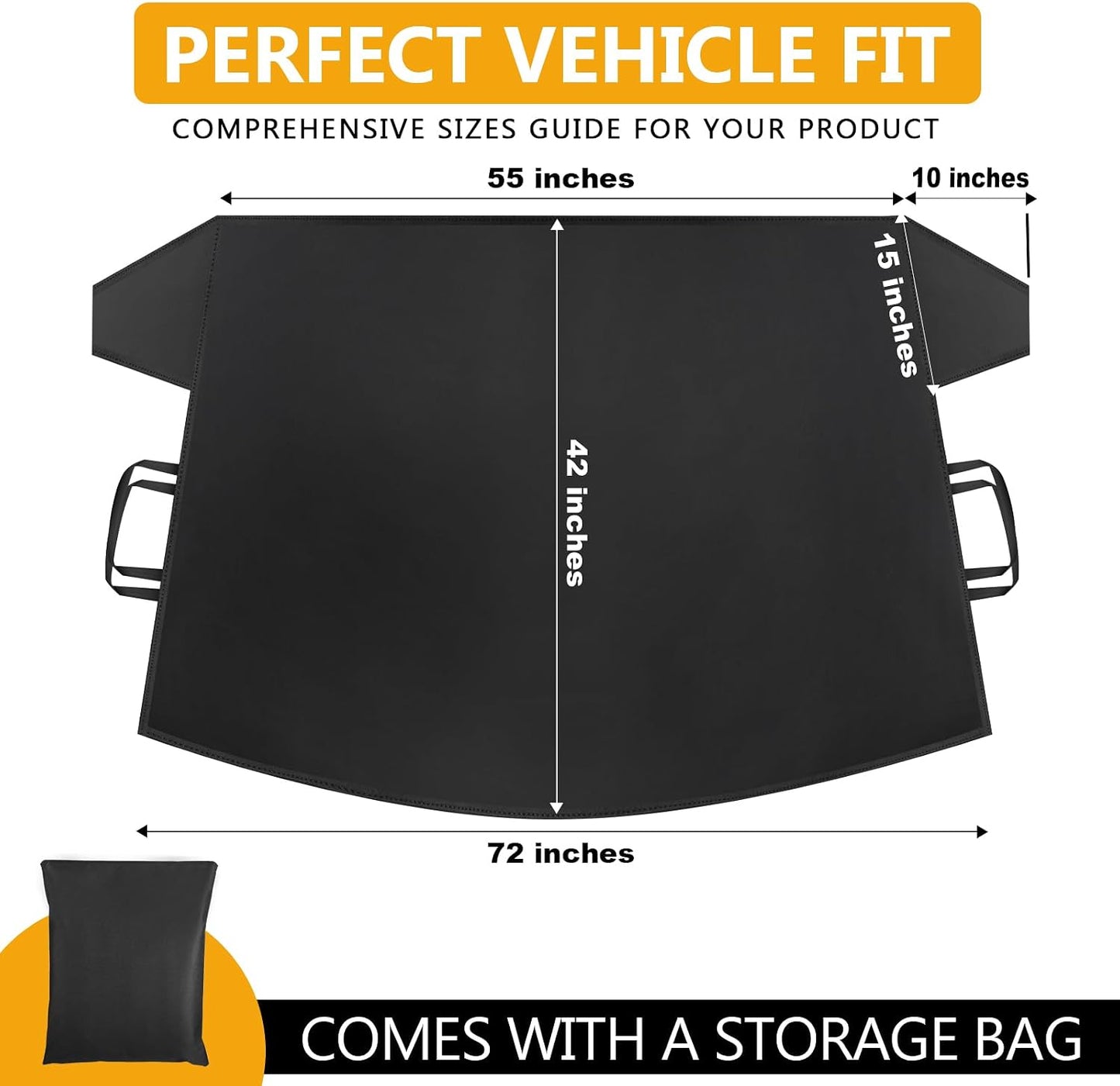 Windshield Cover for Ice and Snow, Car Windshield Protector for Winter Frost Ice Snow Sleet Protection, Includes Anti-Theft Straps, Side Mirror Protector for Cars SUVS Vans Truck Van, Medium (72"x42")