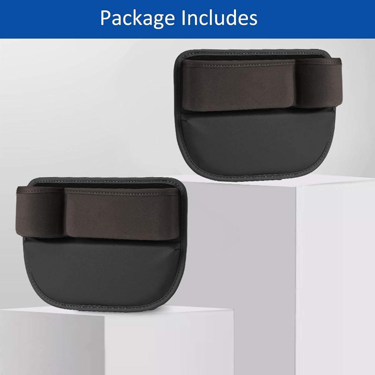 2 Pack Car Seat Gap Filler with Cup Holder, Suede Car Seat Gap Plug with Storage Slot for Filler Between Car Seat and Console, Universal Fit Sedans, SUVs, MPVs, Most Vehicles (Black)