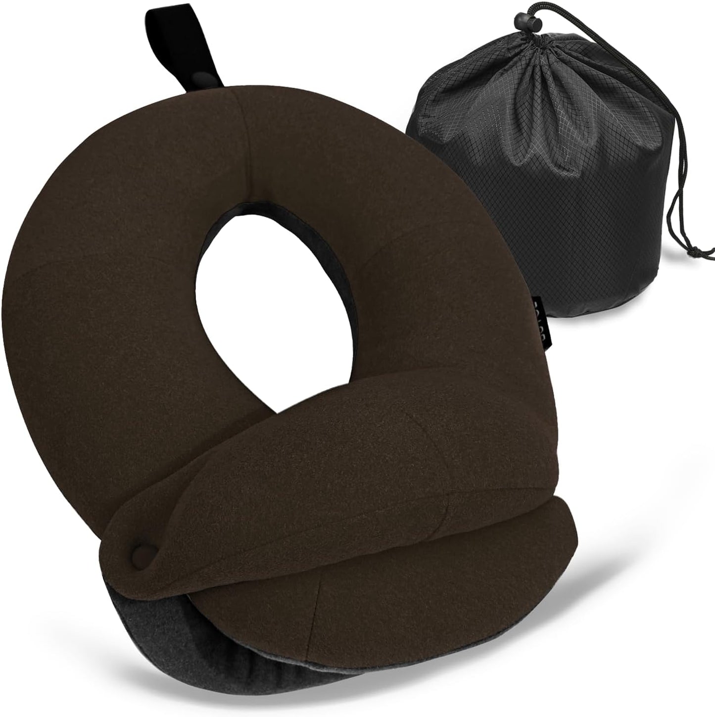 BUYUE Kids Travel Pillows for Airplane, Memory Foam 360° Head Support Sleeping Essentials for Boys Long Flight, Skin-Friendly Soft Neck Pillow for Traveling in Car Seat, (Small, Brown Grey, 40-90 lbs)