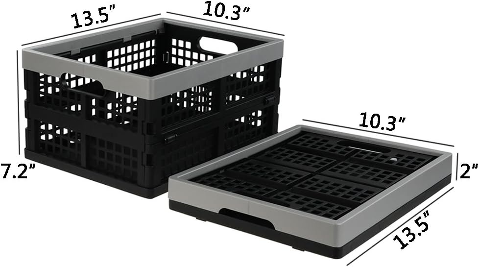 Jekiyo 16-Liter Folding Crates Storage, Collapsible Container Plastic, Set of 1