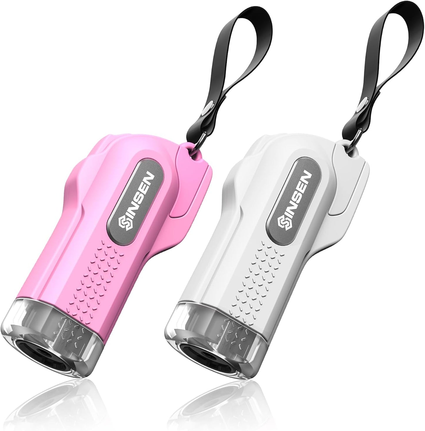 SINSEN Car Safety Hammer, 2-Pack Window Glass Breaker & Seatbelt Cutter, Emergency Keychain, Automotive Escape Kit and Survival Tool for Land/Underwater, Pink & White