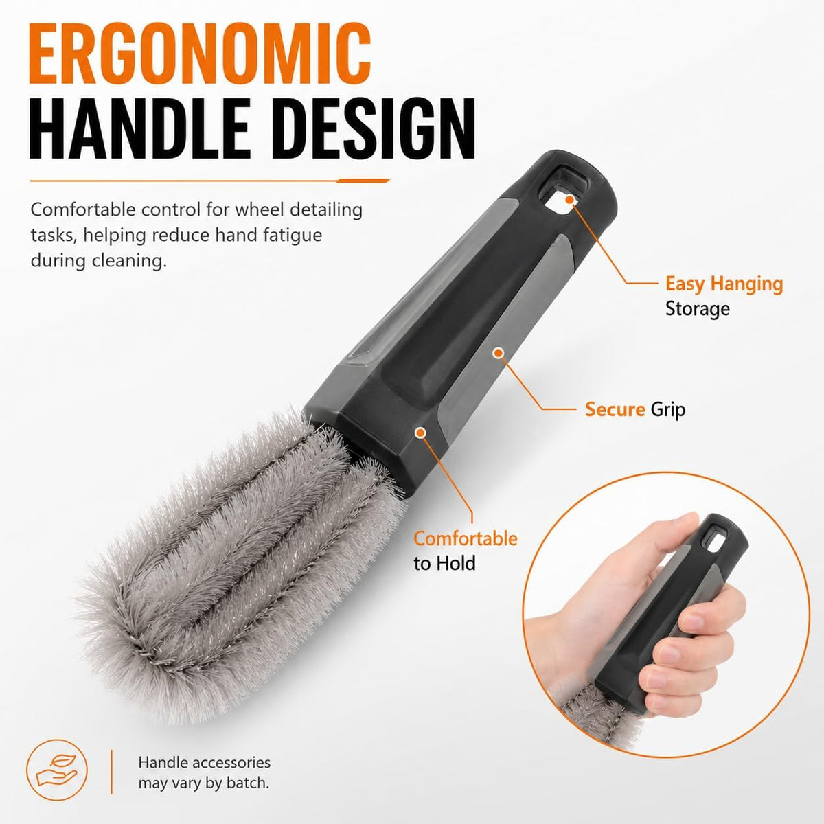 ULTCHNOVO Car Lug Nut Brush, Flexible Bristles Wheel and Rim Cleaning Tool