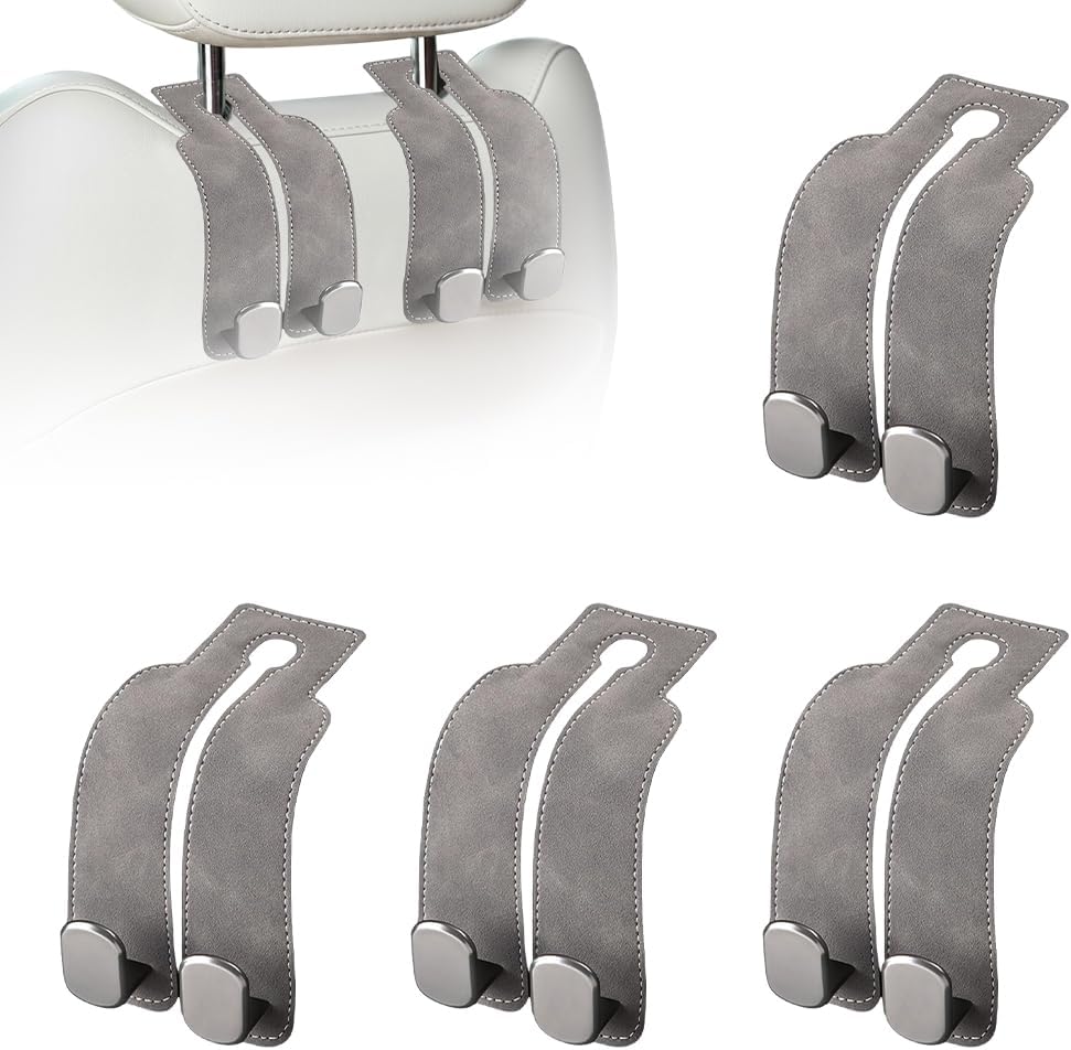 Headrest Hooks for Car, Twinhook Car Seat Hooks for Headrest (Grey 4Pcs)