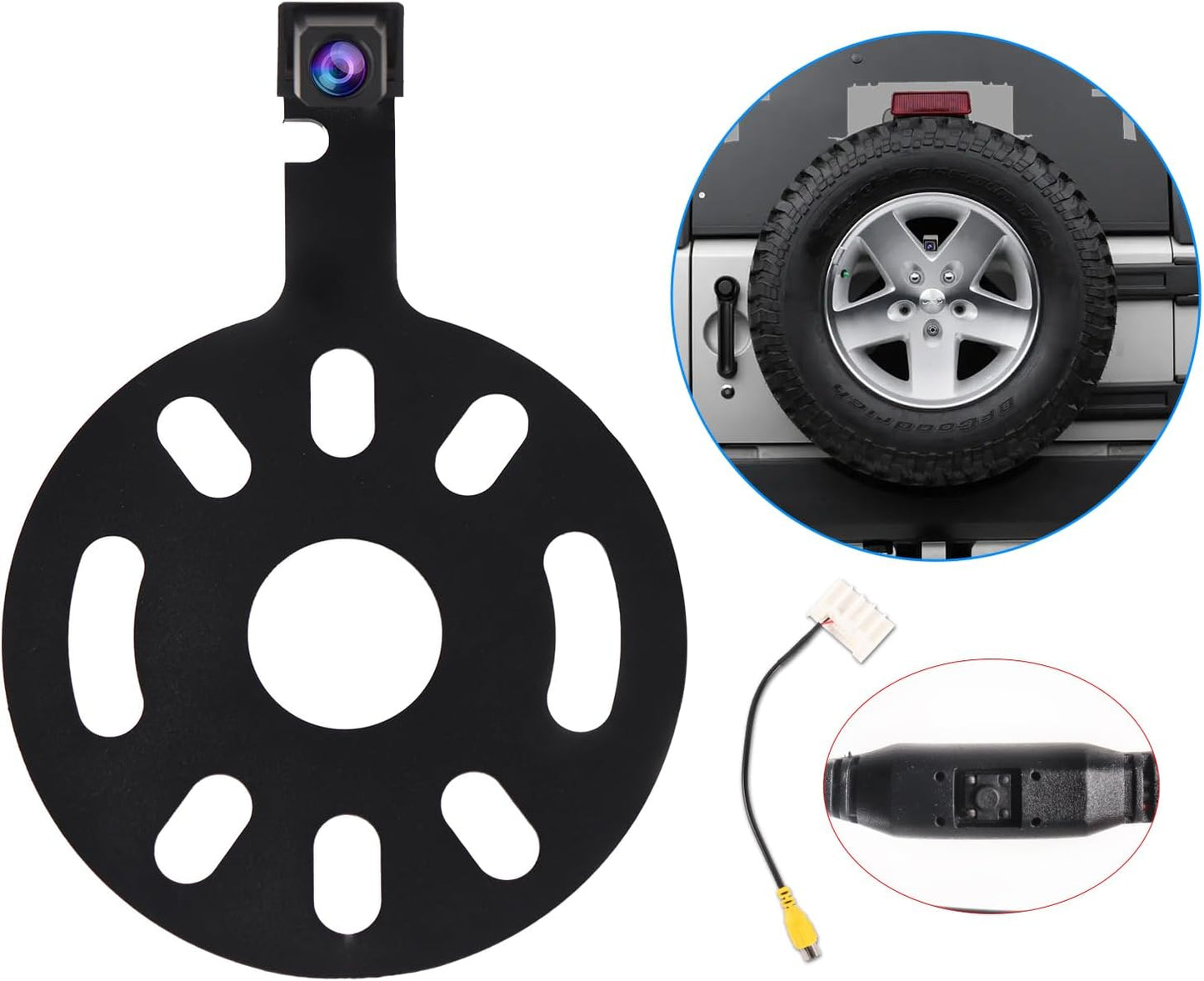 ASURE Spare Tire Mount Backup Camera for Jeep Wrangler JK 2007-2017 1080P | Starlight Night Vision, 170° Wide Angle, IP68 Waterproof, Rugged Off-Road Ready, RCA Connection, Easy Spare Tire Installation