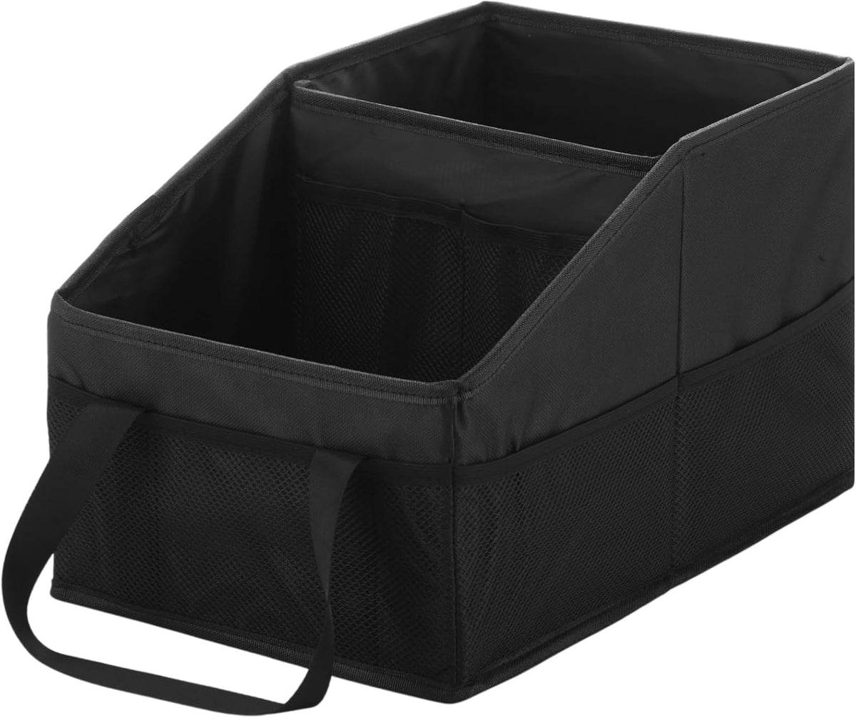 Honeydak Passenger Seat Organizer, Collapsible Car Storage for Console Front/back Seat with Multi-pockets Car Caddy Organizer Suv Truck for Kids Adults Accessories(Black,2 Compartments)
