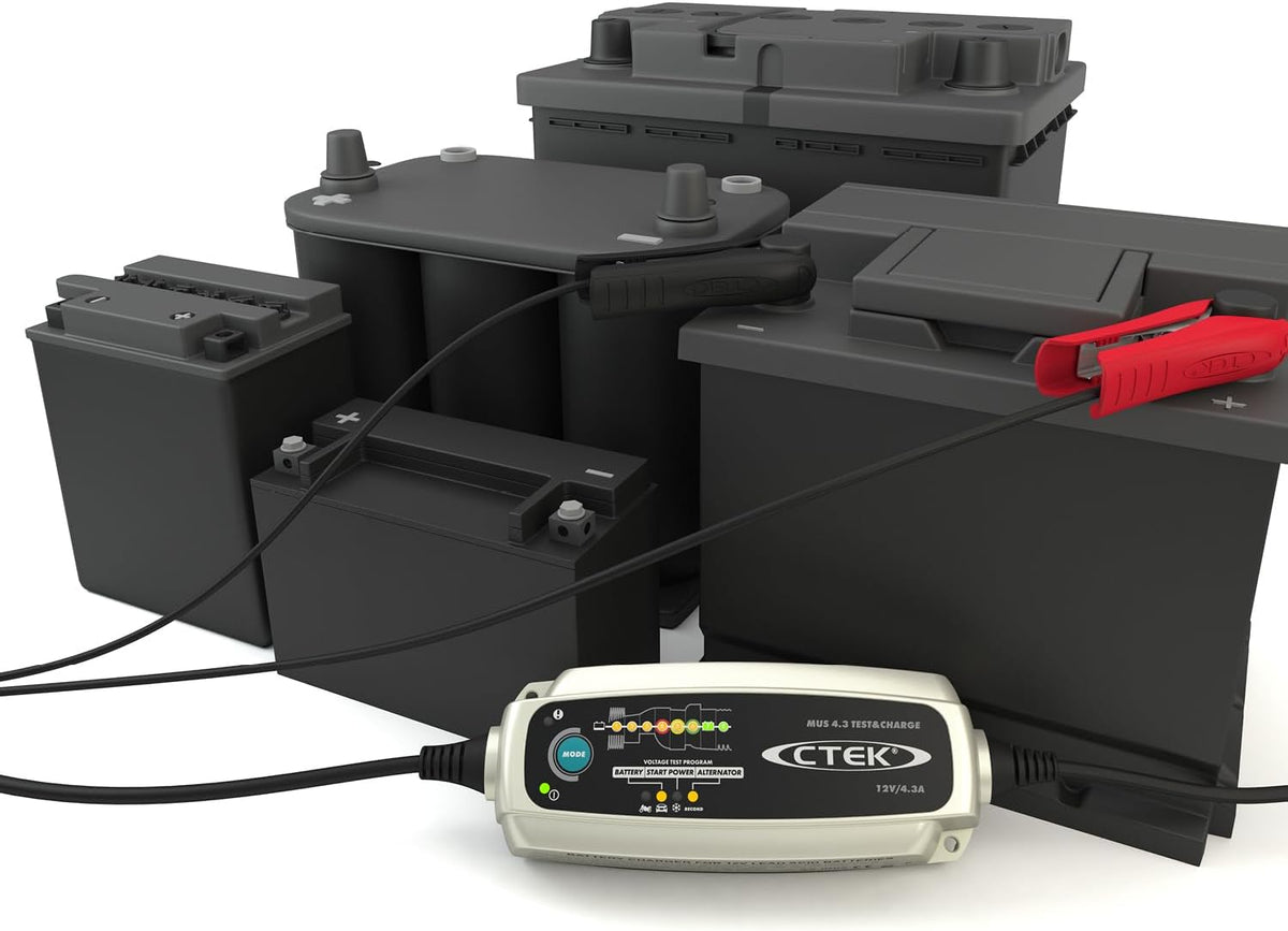 CTEK 4.3 Test & Charge, 12 Volt Fully Automatic Charger with Unique Battery and Alternator Testing, Ideal for Long Term Storage