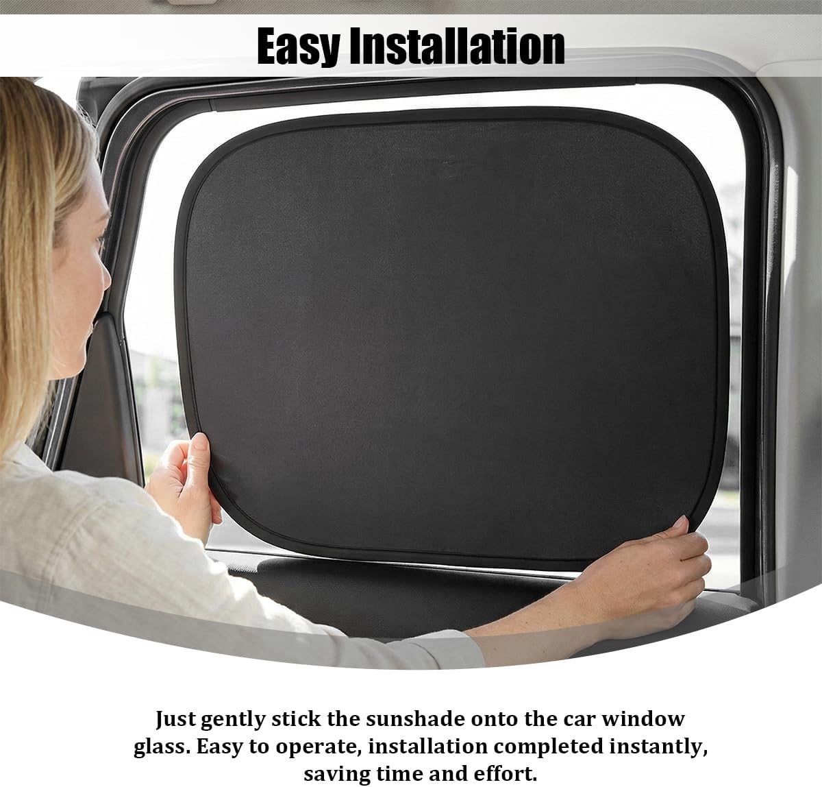 4PCS Car Window Shade, Static Suction Front Rear Side Window Sun Shield Block UV Rays & Heat Glare, Foldable Auto Sunshade Cover for Baby Sleeping, Universal for SUV Van Truck