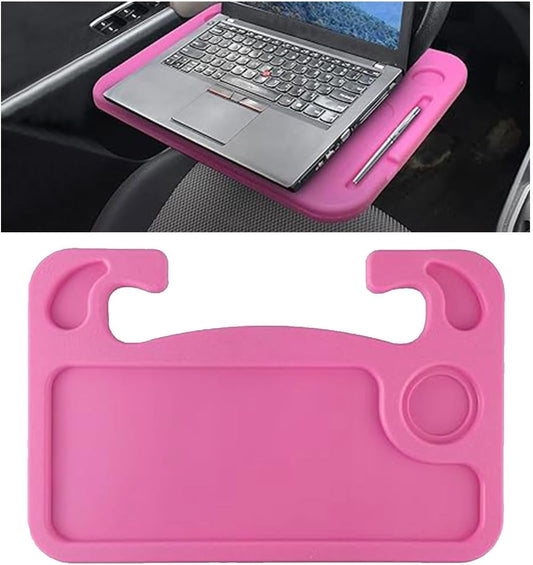 GLSOWEE Car Steering Wheel Tray, Computer Office Car Table Tray, Auto Steering Wheel Desk for Eating, Multipurpose Car Desk Travel Accessories for Most Vehicles Steering Wheel (Pink)