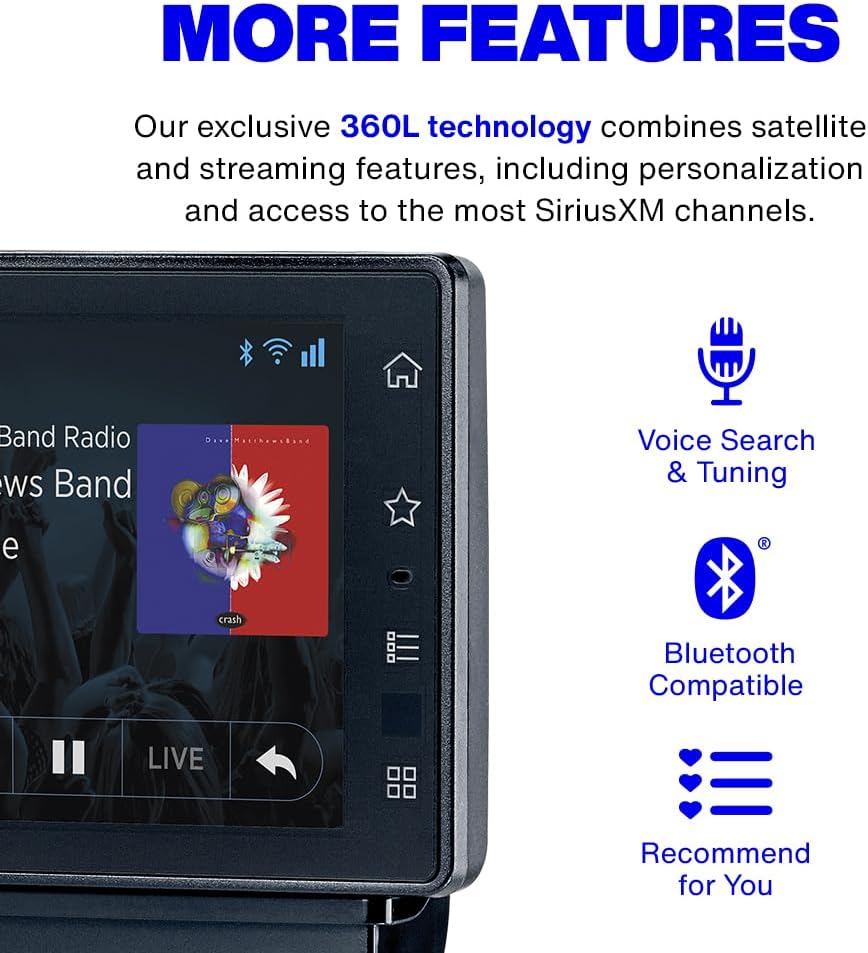 SIRIUSXM SXWB1V1 SiriusXM Tour Dock &amp; Play Radio with 360L, PowerConnect Vehicle Dock, and Bluetooth