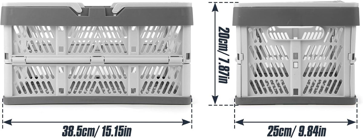 2-Pack Foldable Storage Baskets, 20L Collapsible Crates PP Grey+Pink