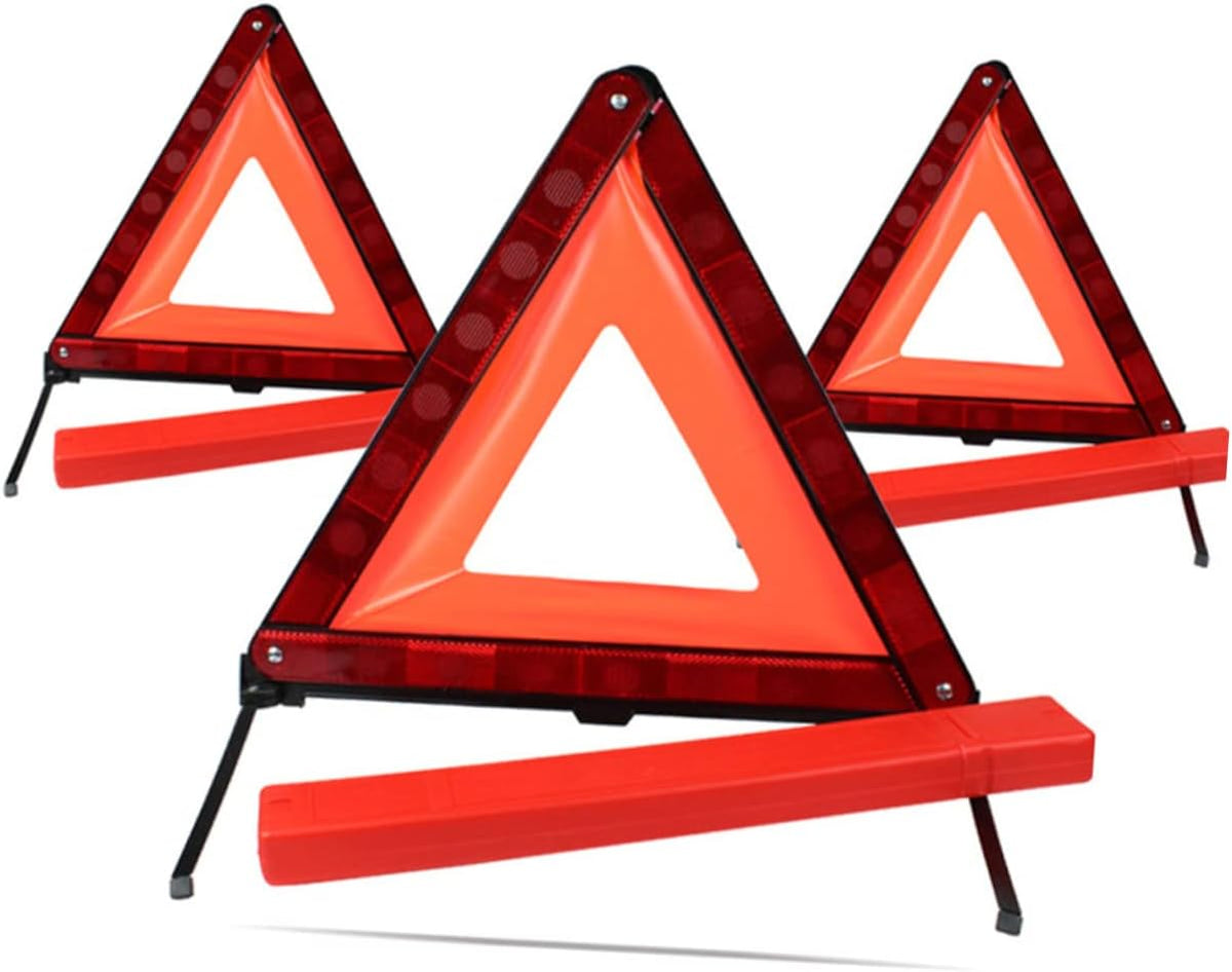 Zerodeko 1pc Warning Triangle Kit Reflective Roadside Warning Sign for Car Safety Portable and Easy Setup for Roadside Emergencies Red