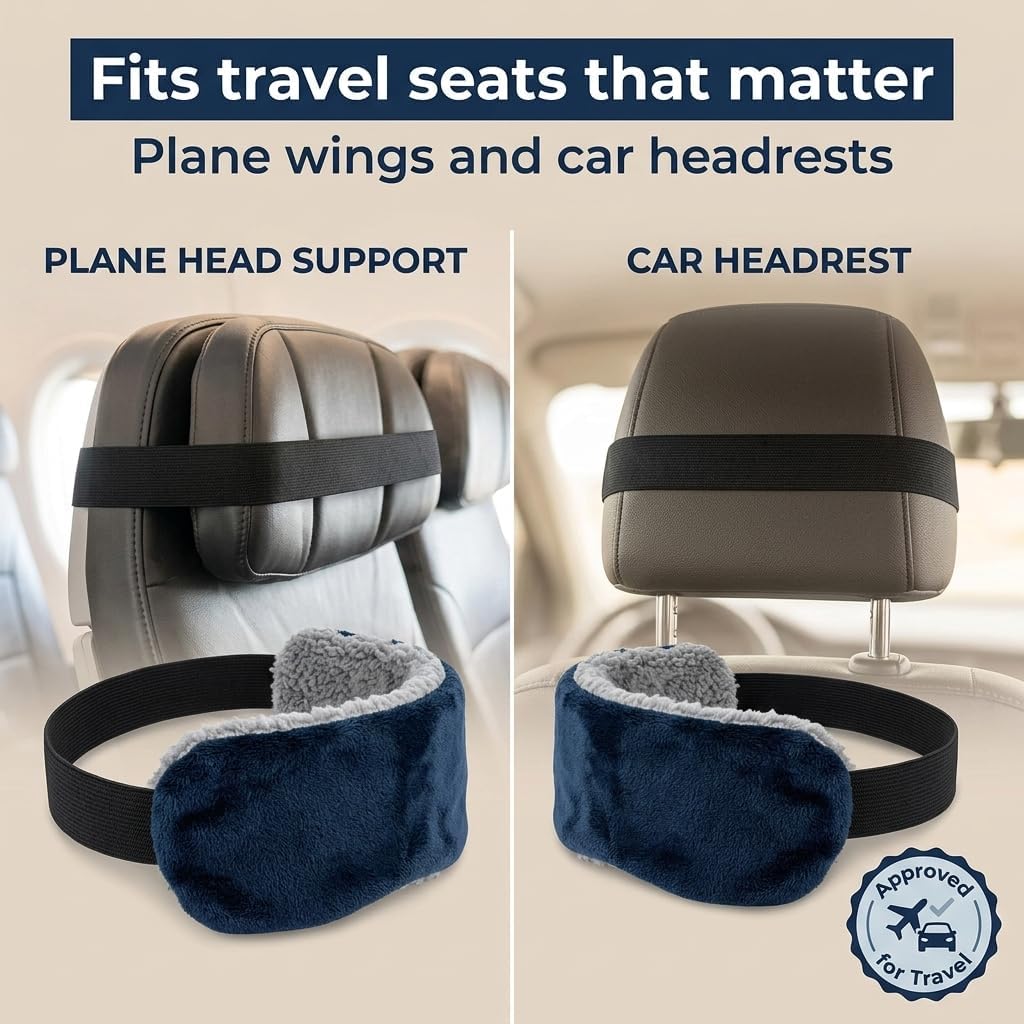 SeatSleeper Travel Pillow Alternative Stops Bobbing | Airplane Head Straps and Car Support Band | Great on Travel Upright | Super Comfy Neck Support | Small & Compact