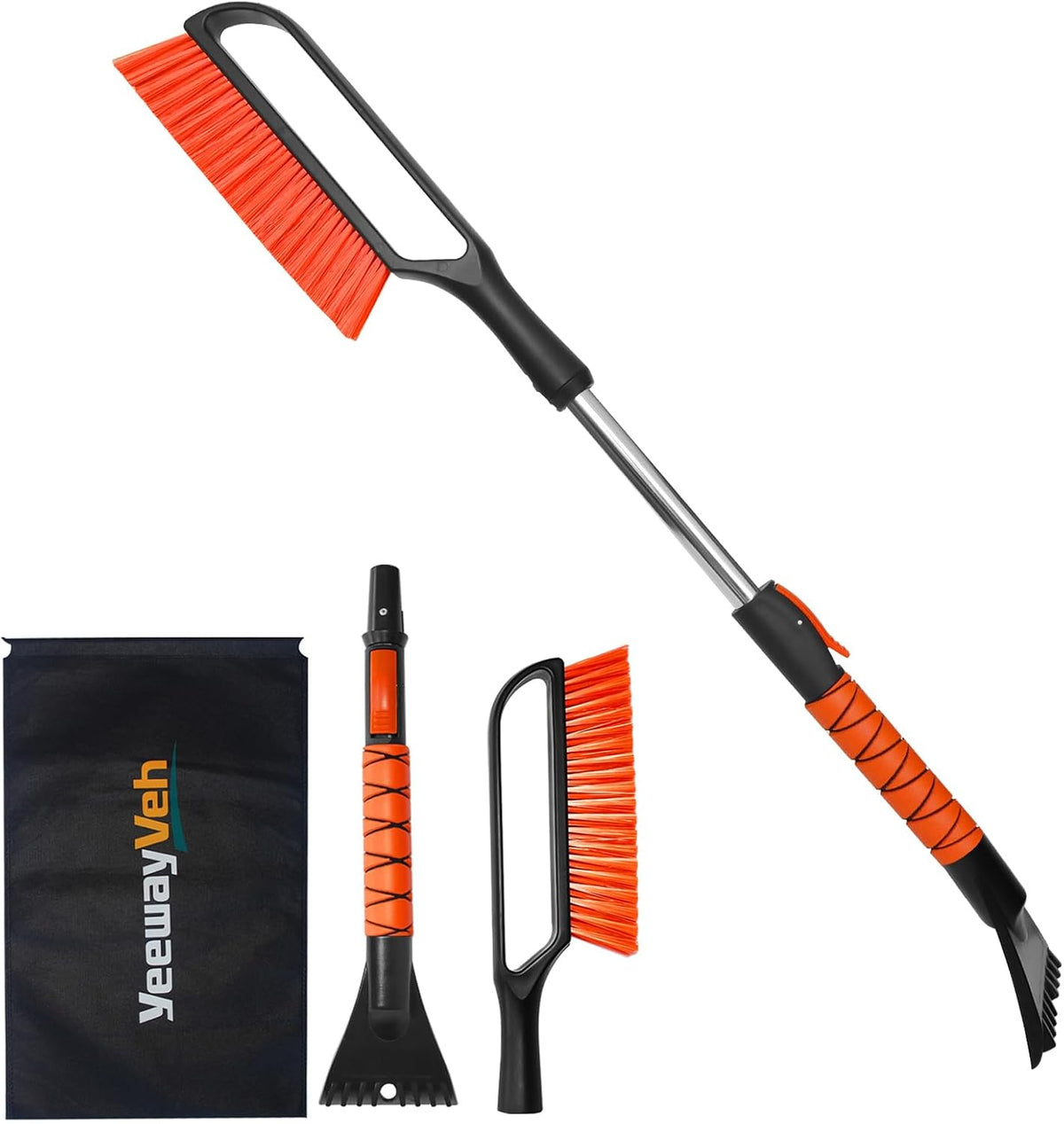 YeewayVeh 35in Car Snow Brush Ice Scraper for Car Windshield, 2-in-1,Orange