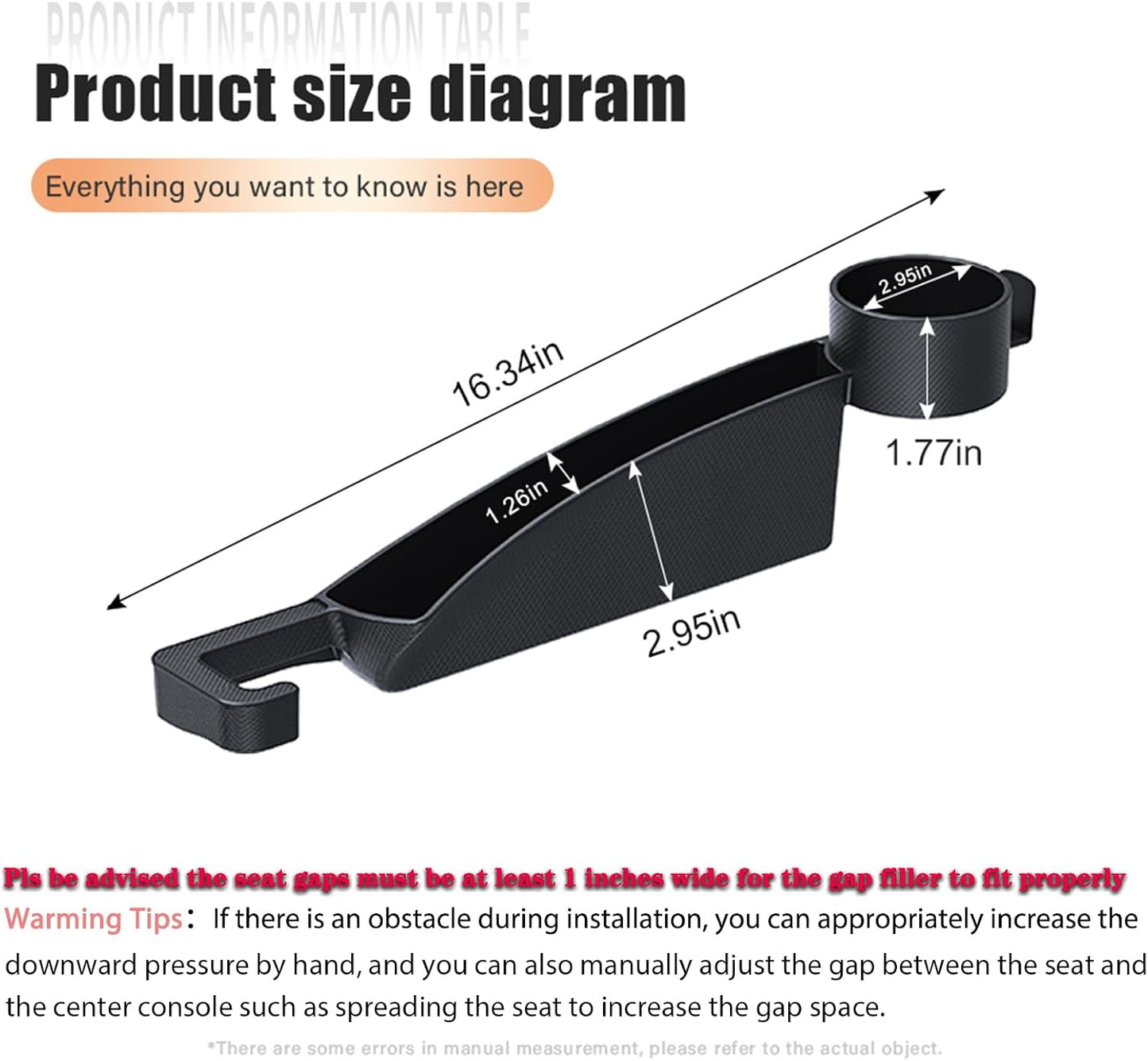 2 Pack Dual Car Seat Gap Filler with Cup Holder, Car Gap Plug Seat Fillers with Black-Carbon Fiber Texture for Cars SUV Trucks, Console Side Gap Organizer Storage, Fit for 1'' Seat Console Gap