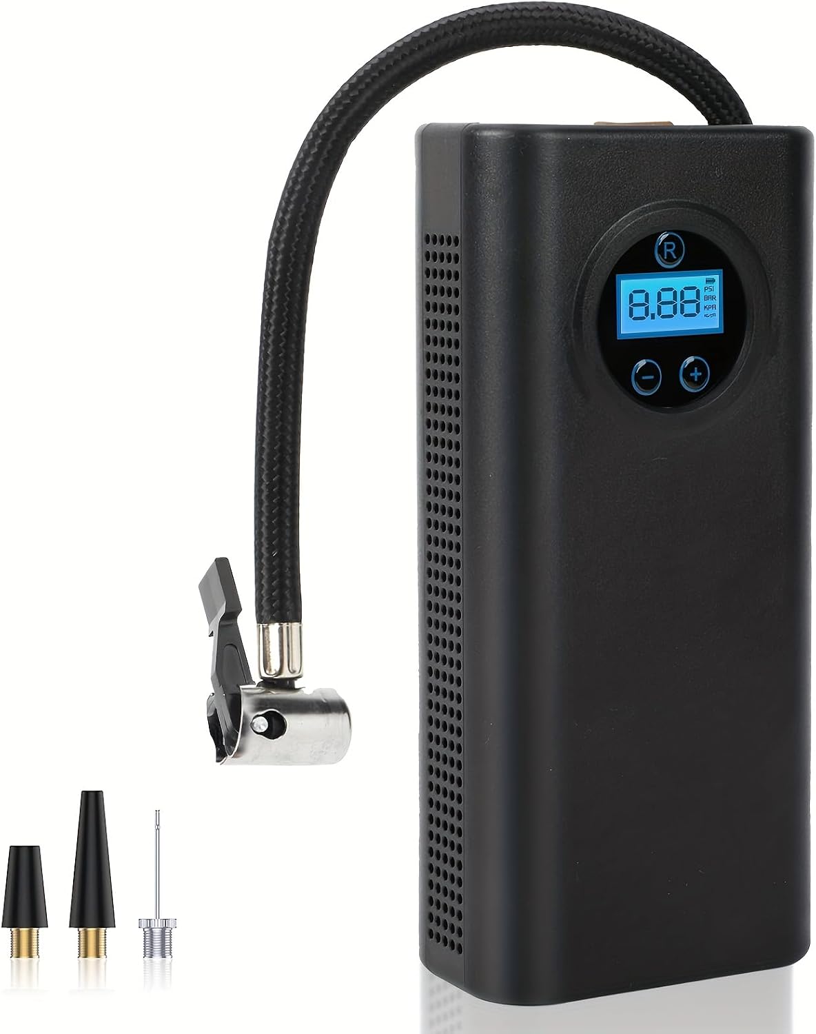 Tire Inflator Portable Air Pump, Cordless Air Compressor for Car Tires, Electric Pump for Ball, Bicycle, Motorcycle (Black)