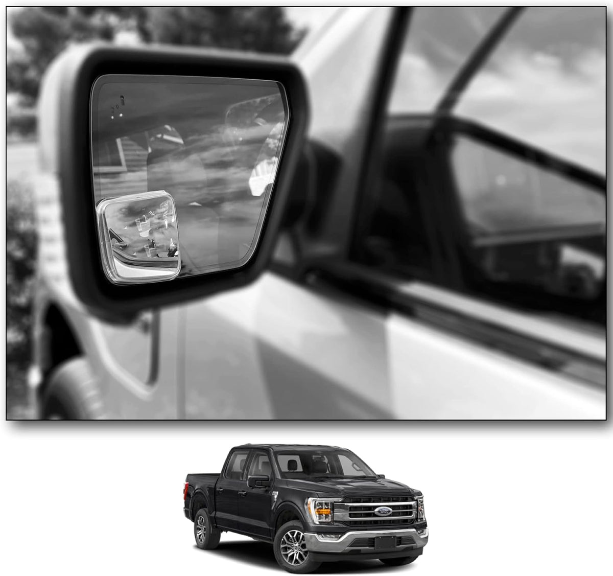 NXTGEN Custom Blind Spot Mirrors - Compatible With 2021-Present Ford F150 14th Generation Factory Mirrors With BLIS | Extended View - 2 Piece Set (Left & Right)