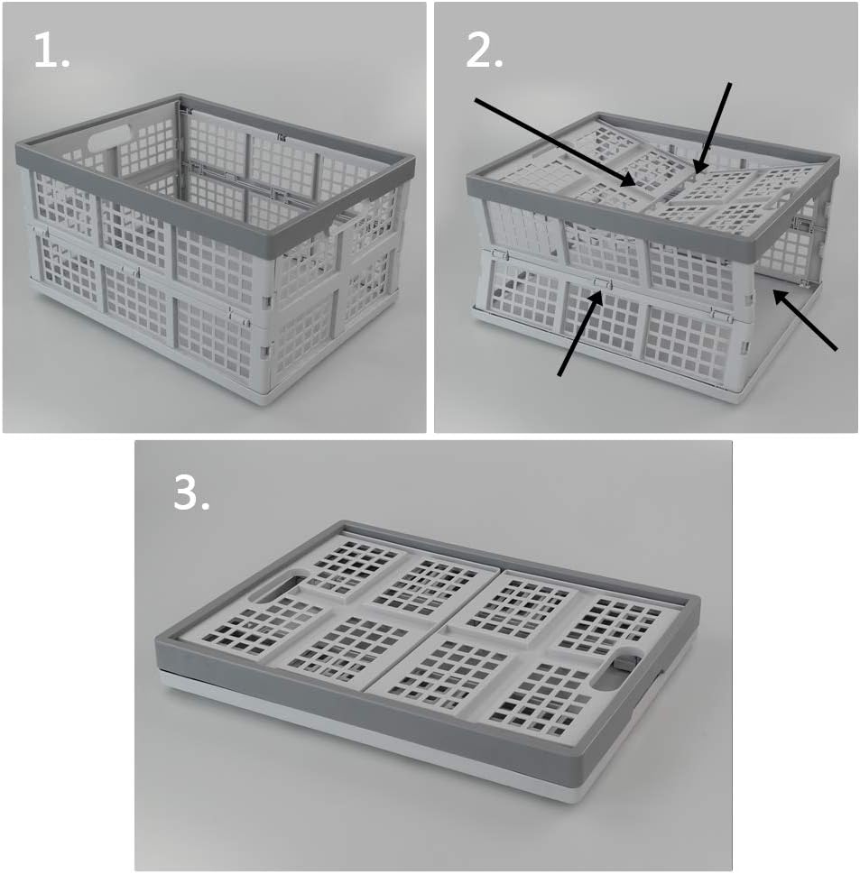 34 L Plastic Crates, Collapsible Storage Crates/Stackable Storage Container Basket, 2-Pack
