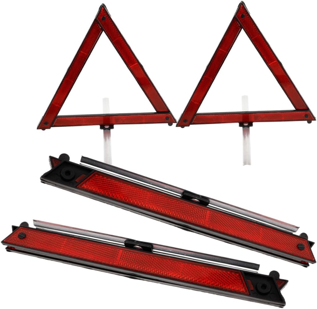 HEALLILY 4pcs Reflective Triangle Warning Signs for Vehicle Road Safety