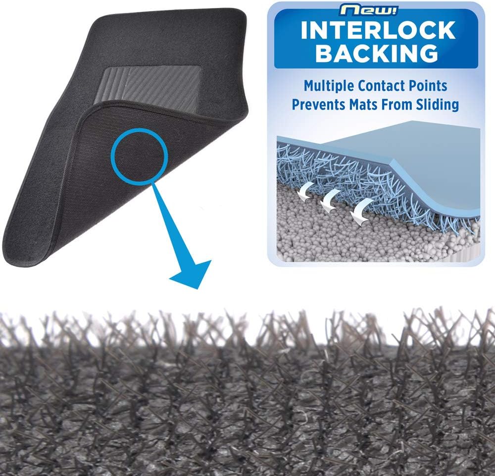 Motor Trend Premium Inter-Lock Backing Carpet Car Floor Mats - Front & Rear, Thick & Durable Auto Protection, Fits Most Cars Truck SUV Coupe Sedan