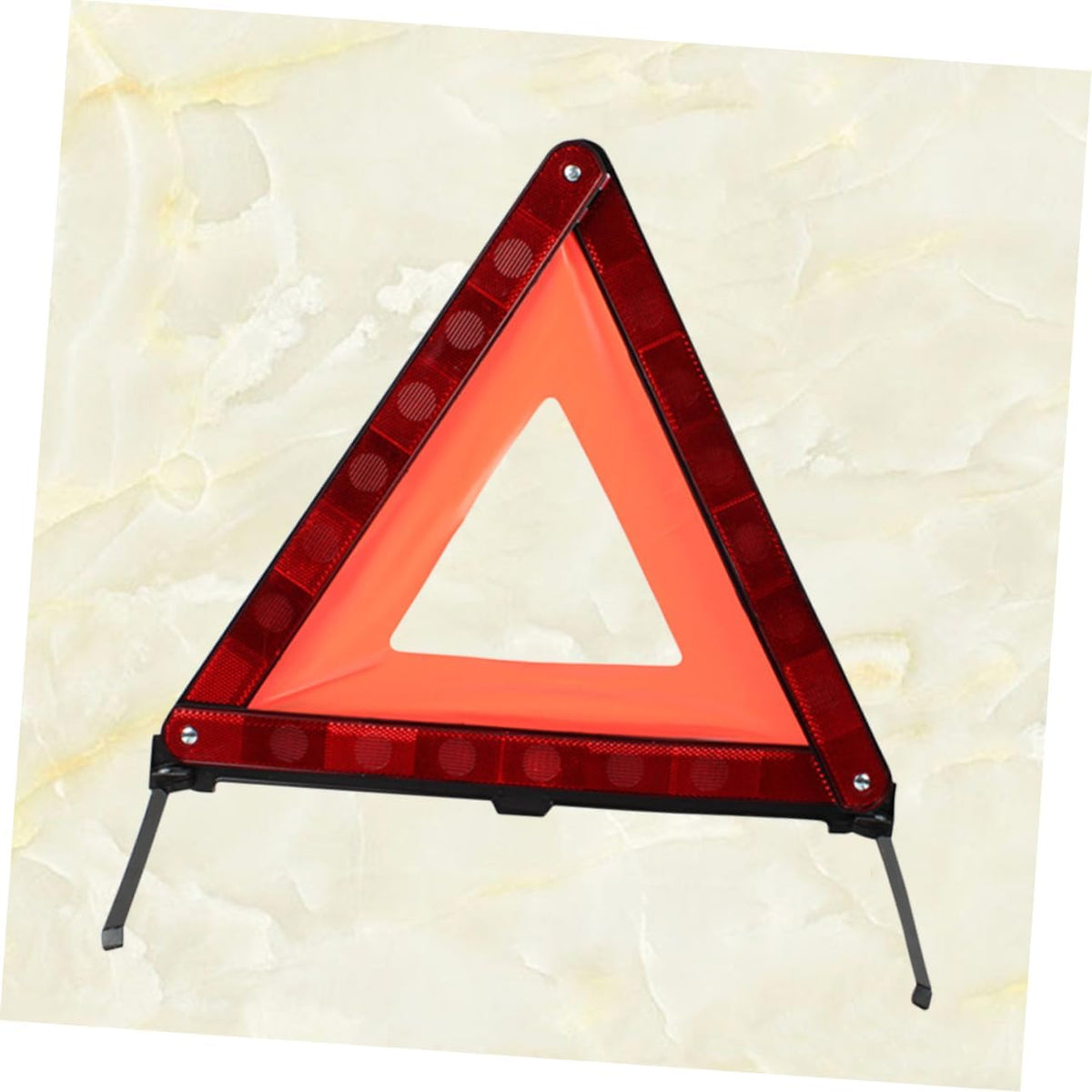 Red Foldable Road Safety Warning Triangle Sign with Weighted Base