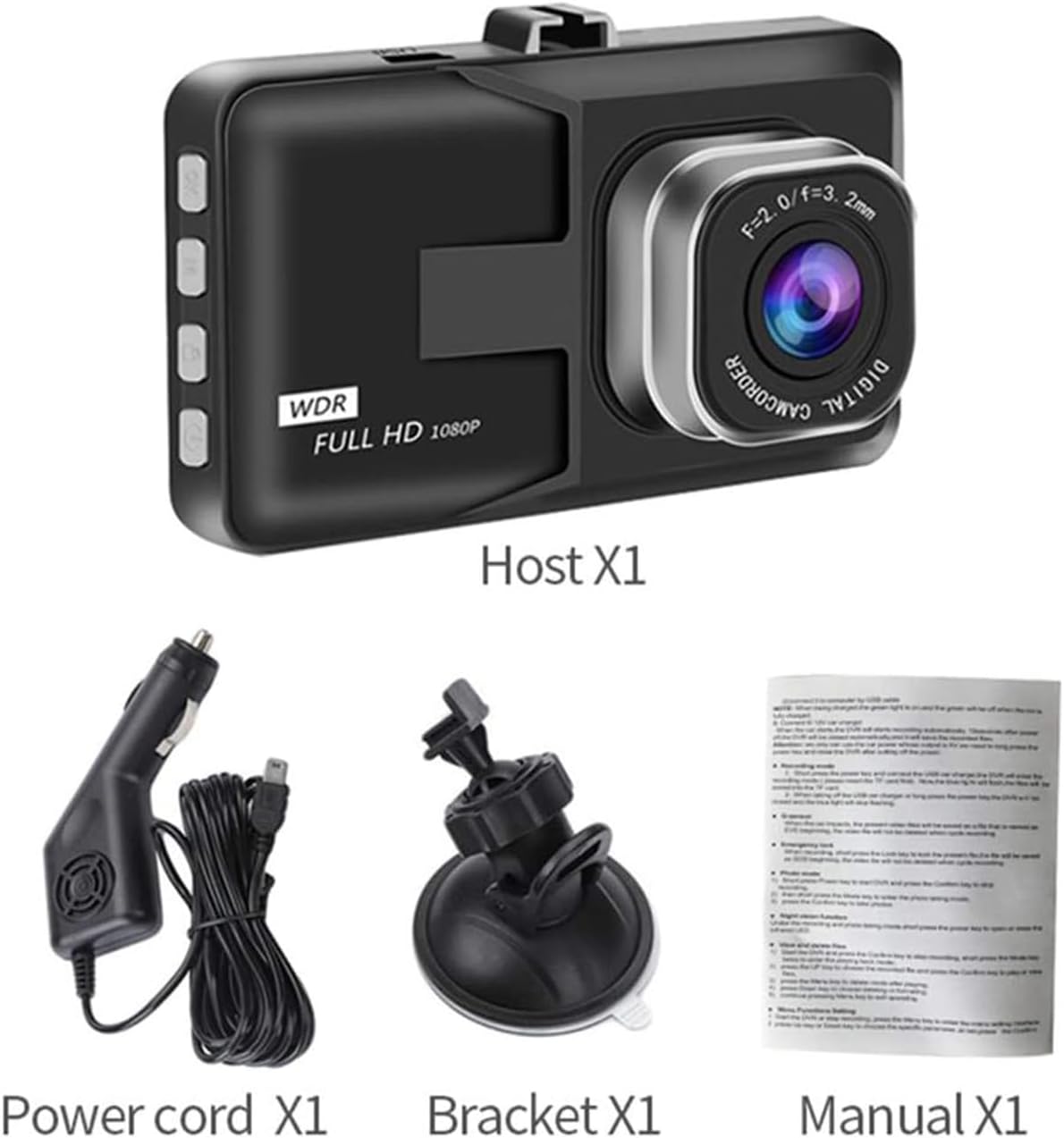 1080P Full HD Dash Cam, 3-Inch Dashboard Camera with 170° Ultra-Wide Angle, Superior Night Vision & Low Light, Built-in Loop Recording, G-Sensor Emergency Lock, Compact Design