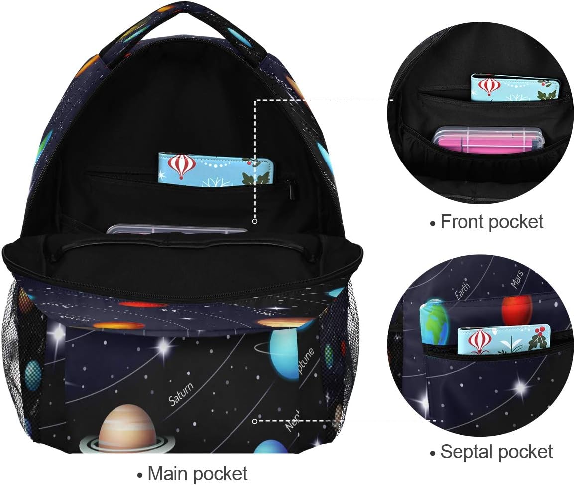 Blueangle Colorful Solar System Printing Computer Backpack - Lightweight School Bag for Boys Girls Tenns