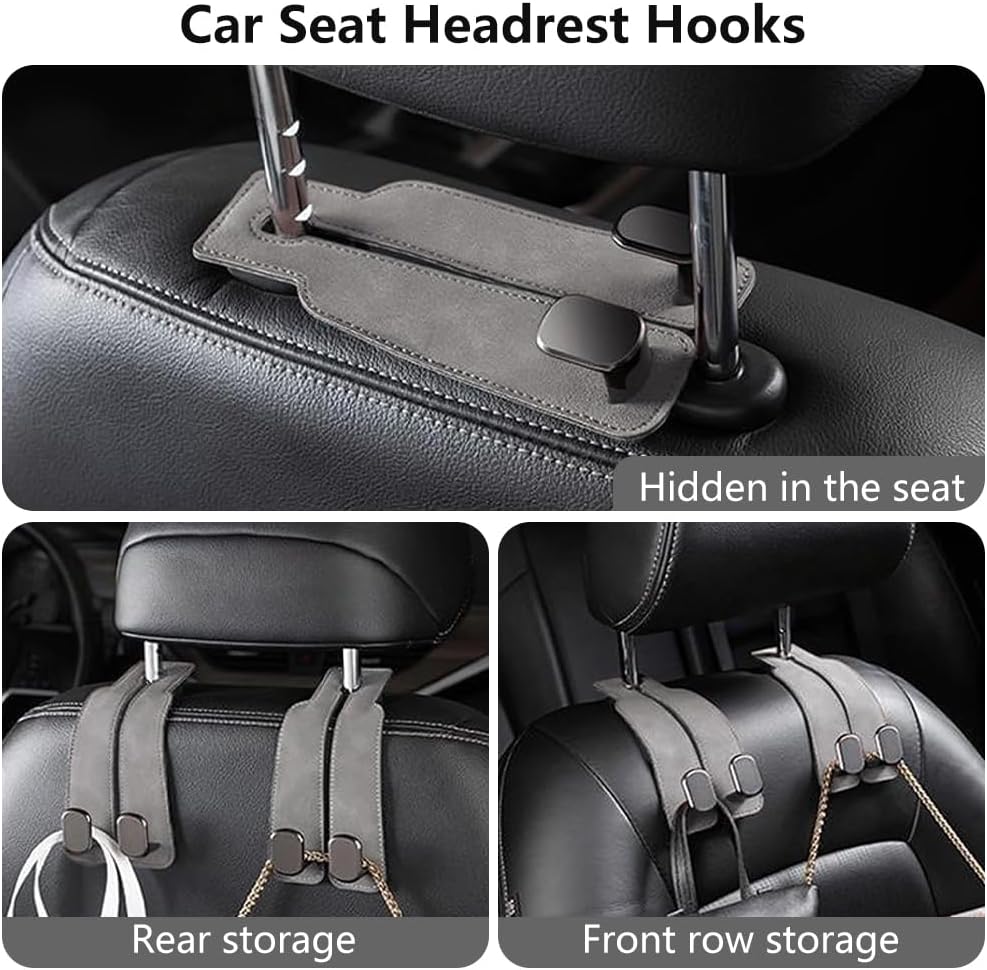 Headrest Hooks for Car, Twinhook Car Seat Hooks for Headrest (Grey 4Pcs)