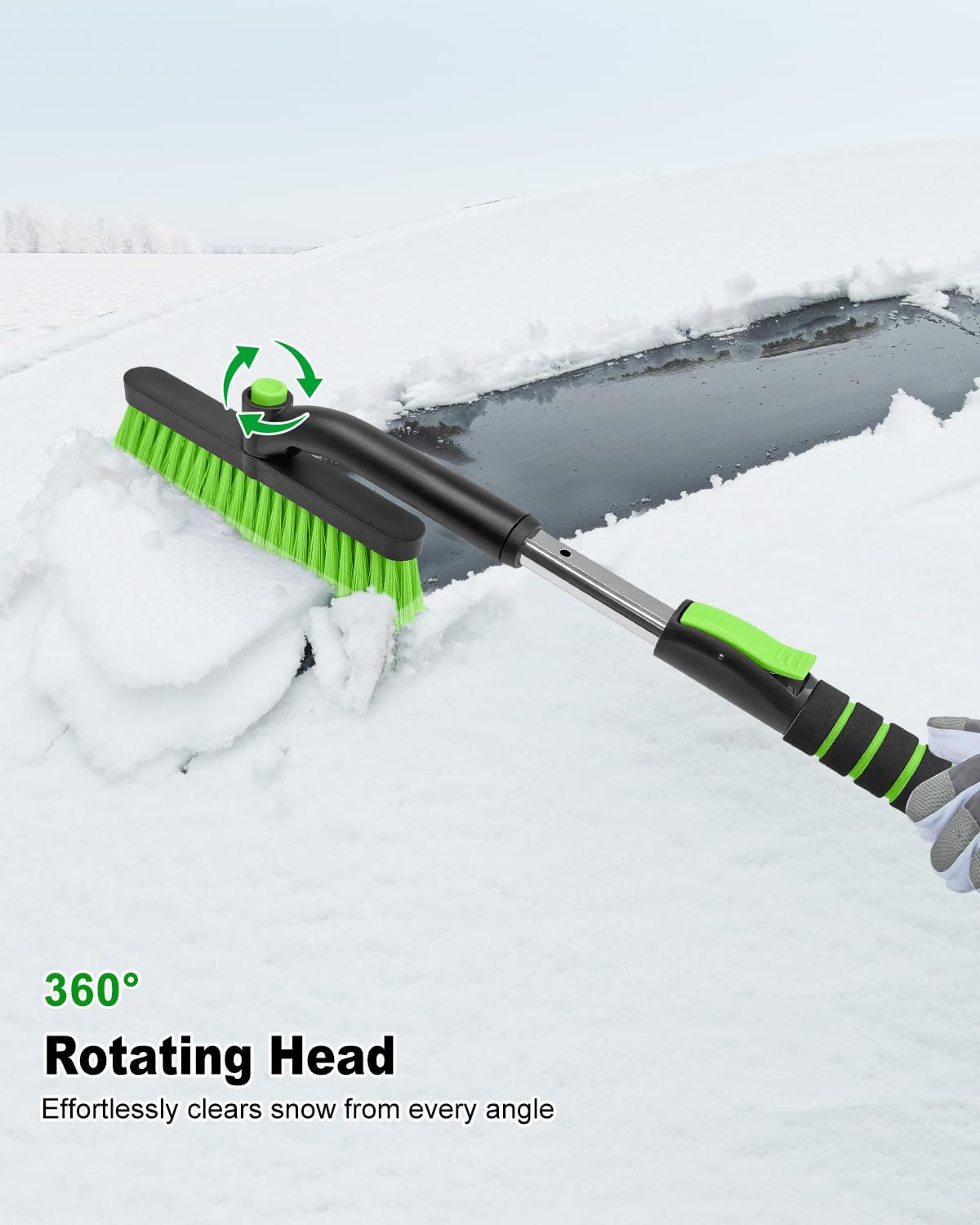 SEAAES Ice Scraper with Snow Brush for Car Windshield