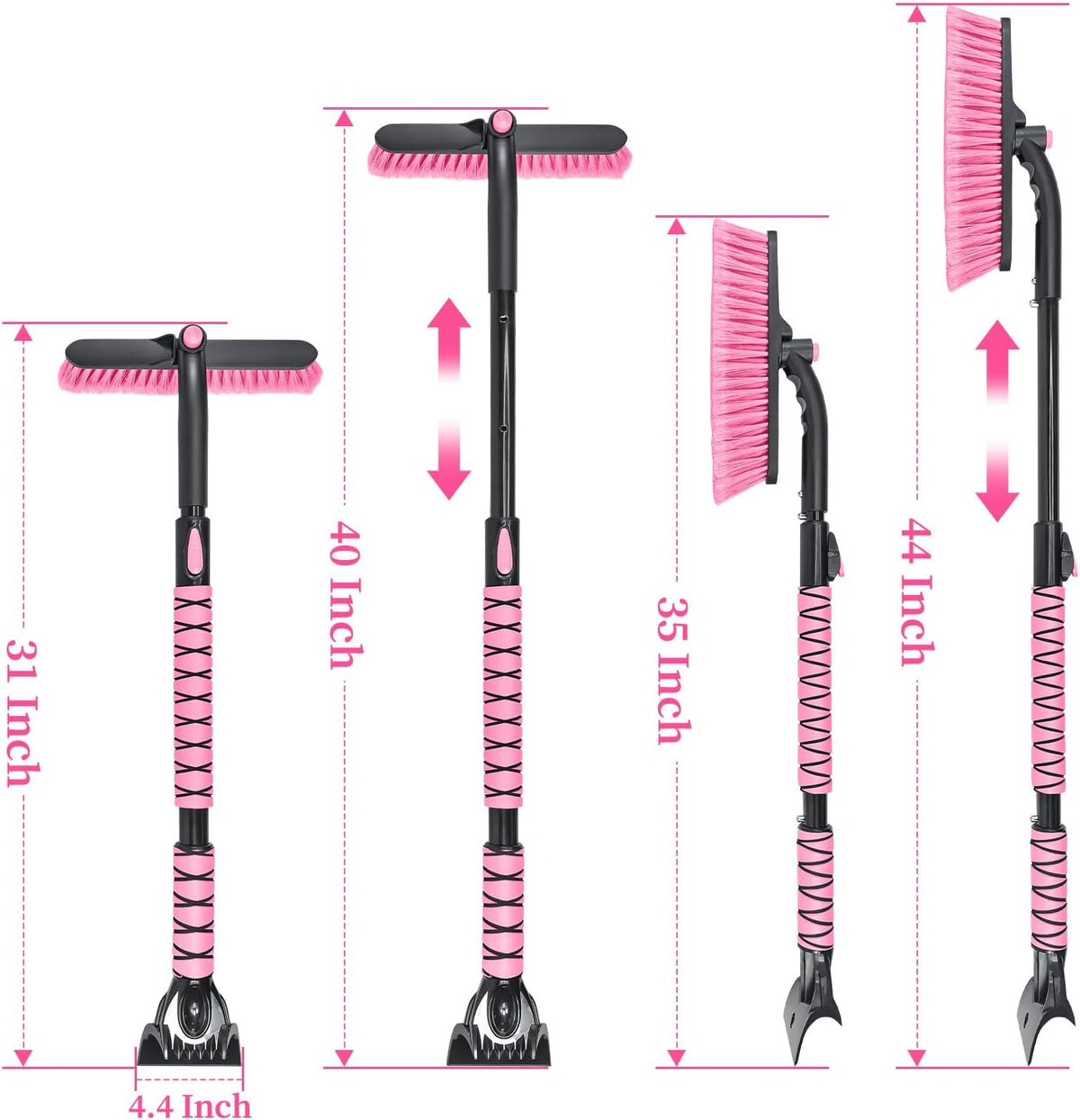 44 Inch Extendable Snow Brush for Car, Ice Scraper with Brush