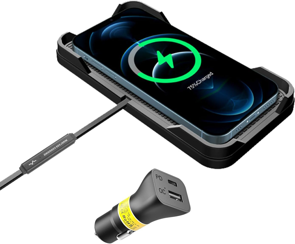Wireless Charger Car Charging pad,Polmxs 15W Fast Wireless Phone Charger Cell Phone Cordless Charging mat Compatible with iPhone 11/12/12/14/15 Galaxy S21/S22/S23/24 (C12Y)