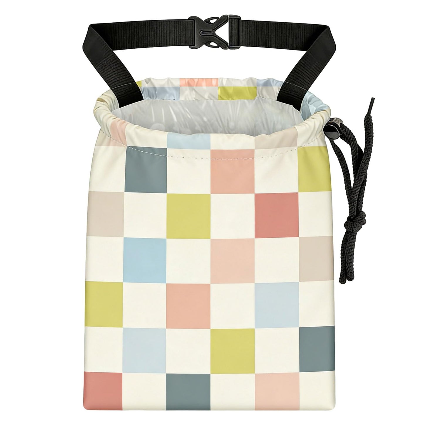 Colored chessboard Car Trash Bag - Waterproof Car Trash Bag Hanging Leakproof Car Garbage Bag - Washable Reusable Trash Bag For Car Interior Hanging Organizer Storage Vehicle Travelling Camping