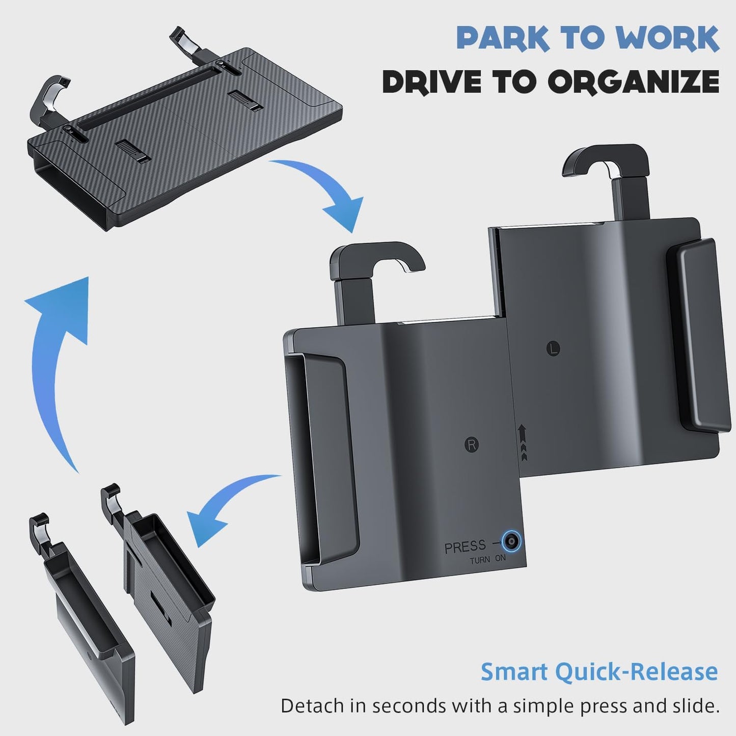 3 in 1 Car Steering Wheel Desk Tray &amp; Car Seat Gap Filler &amp; Organizer, Foldable Carbon Fiber Look Adjustable Car Tray, for Laptops, Eating Food, Writing, Entertainment