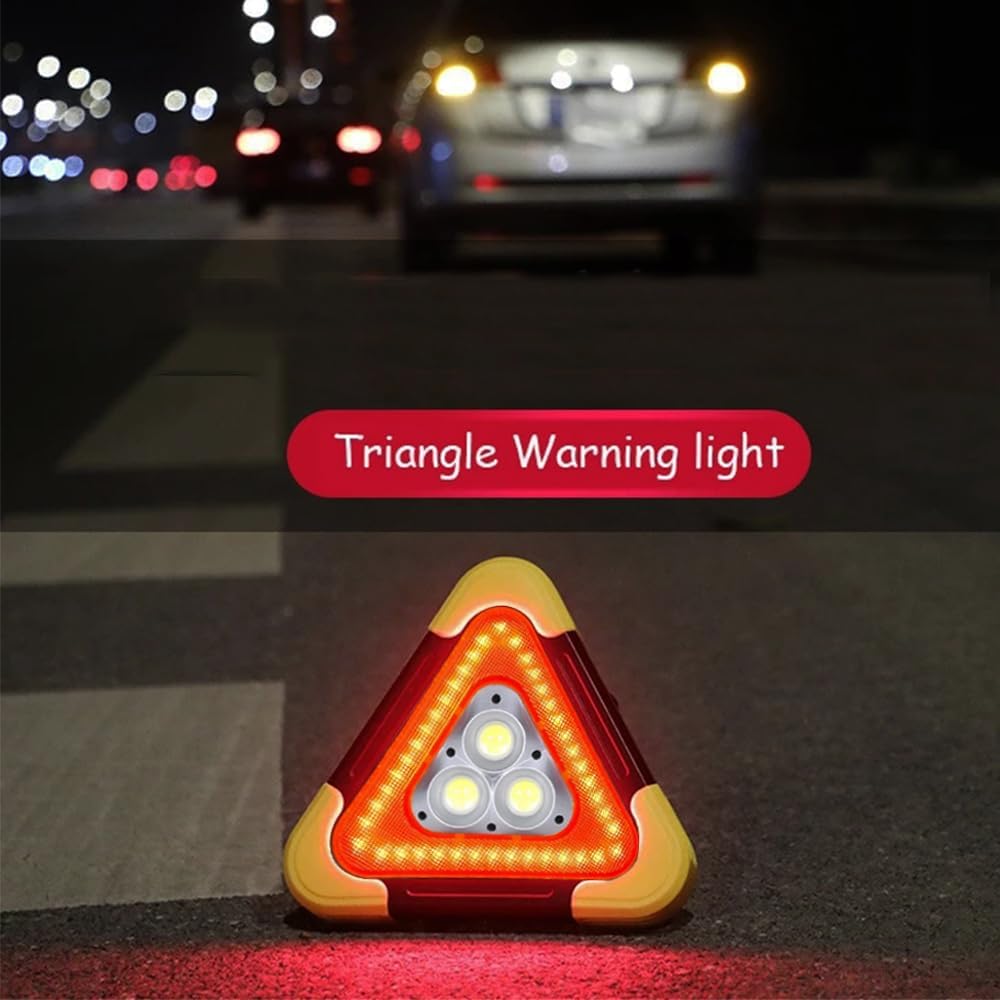 2Pcs LED Emergency Triangle Solar Charging Safety Triangle 5 Mode