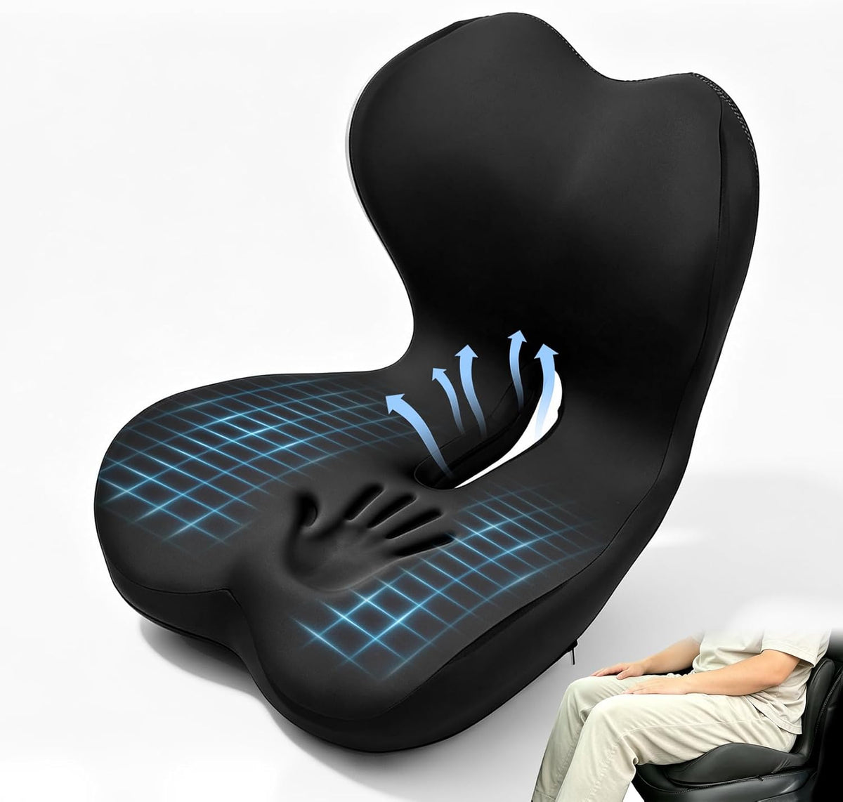 Memory Foam Car Seat Cushion, Ergonomic Coccyx Cushion for Tailbone & Back