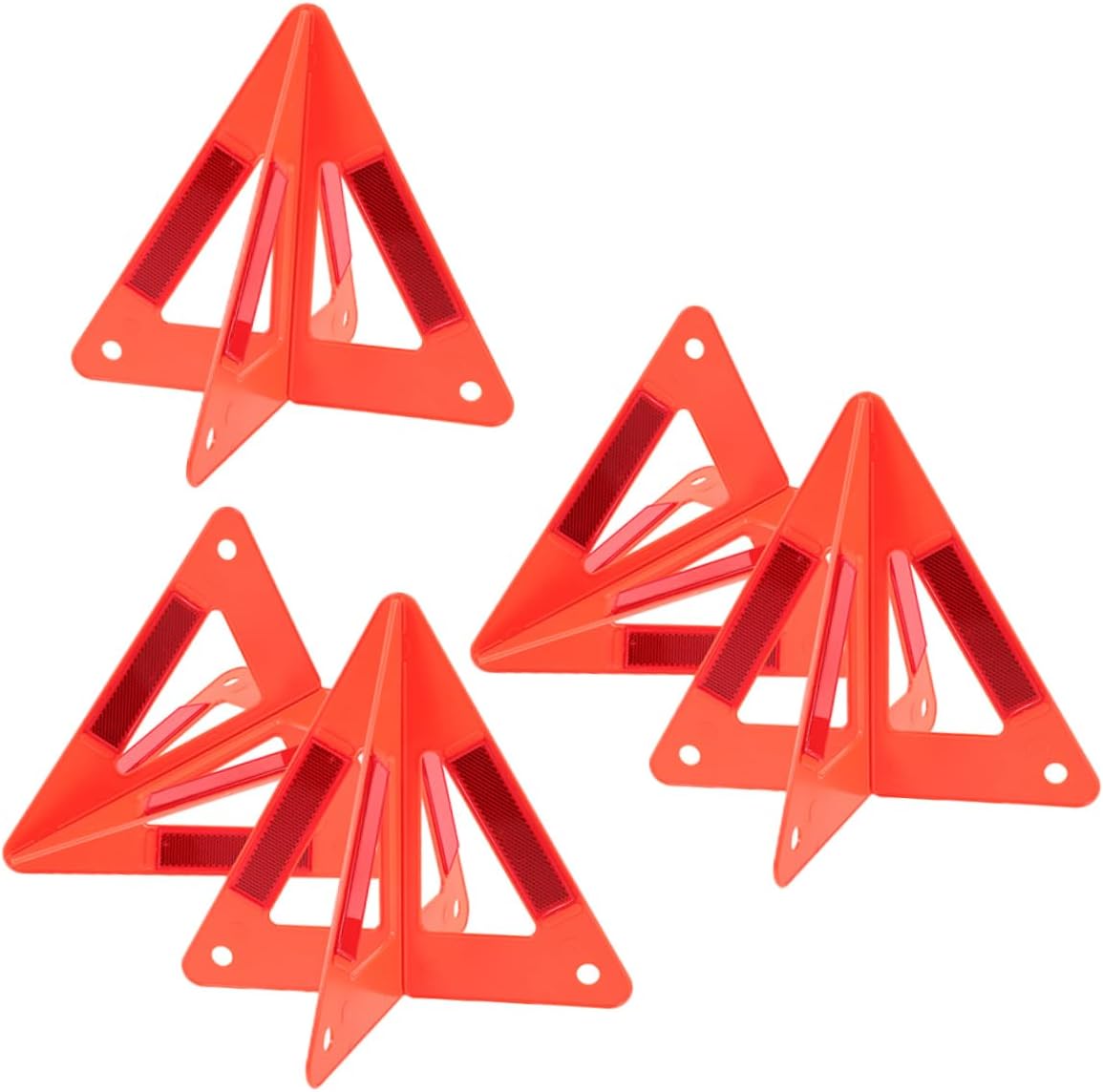 Cabilock 5pcs Triangle Warning Signs Foldable Plastic Reflective Roadside