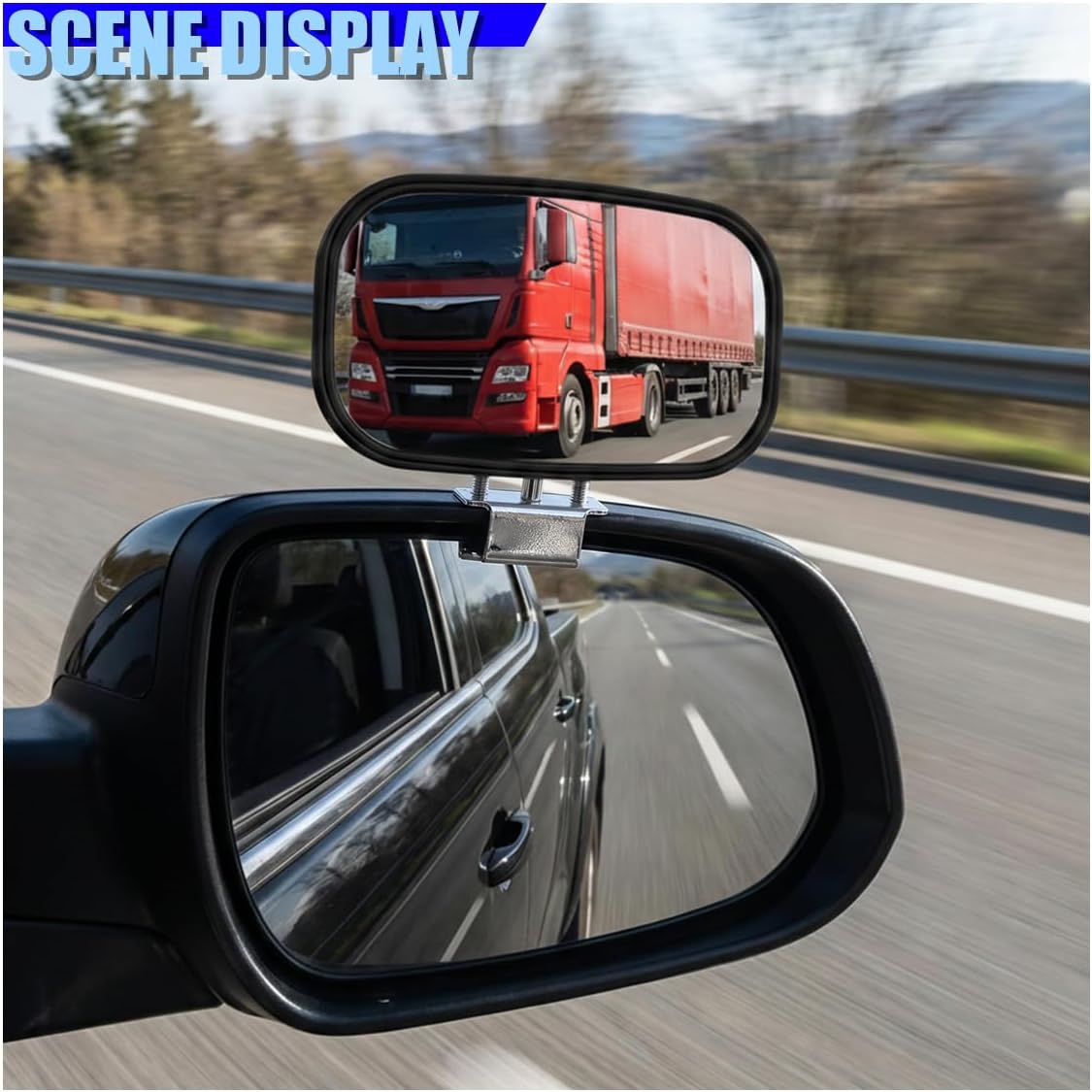 2PCS Car Blind Spot Side Mirror, Adjustable Wide Angle Reversing Auxiliary Mirror with Screw Fixation, Universal Expanded Vision Modification Accessories for Car, Truck, SUV (Black)