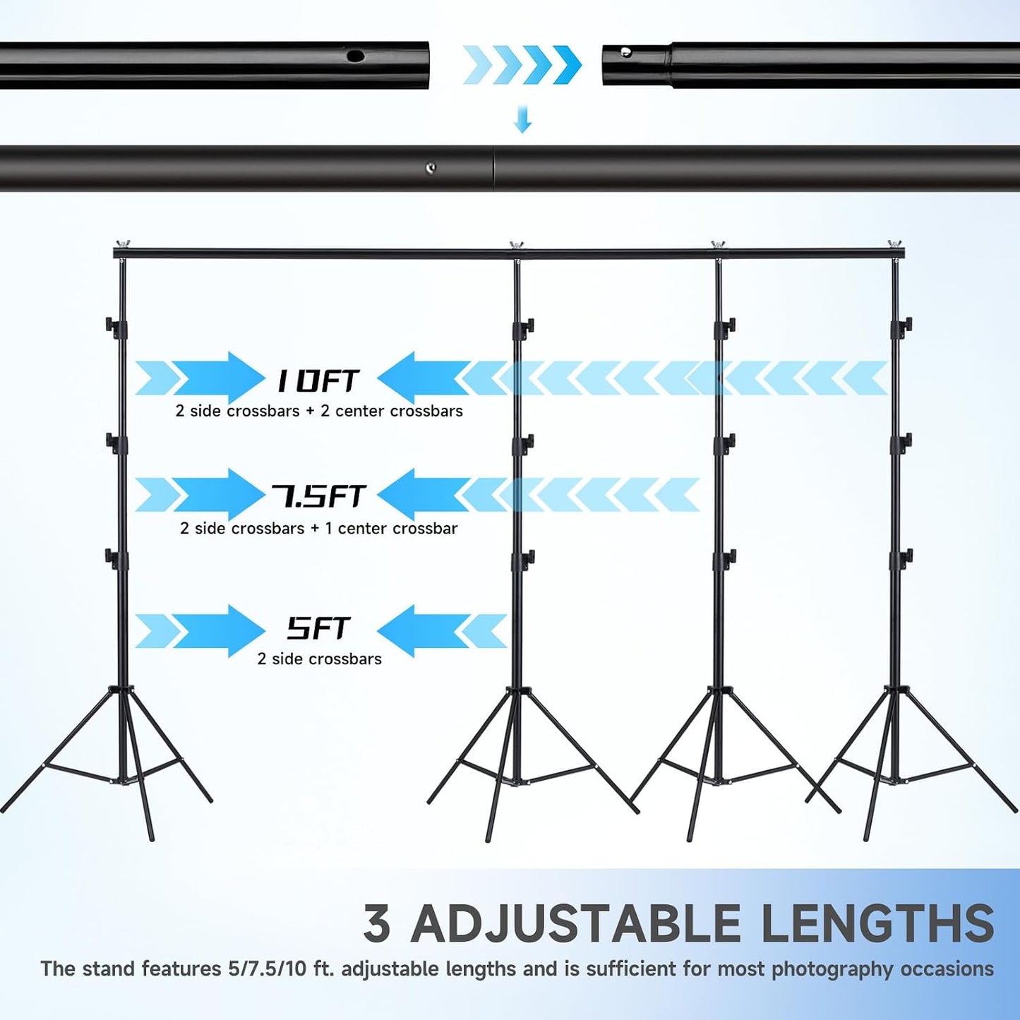 8x10ft Backdrop Stand Kit - Adjustable Photo Background Support System for Photography Studio, Wedding Party, Heavy Duty Aluminum Tripod with Carrying Case