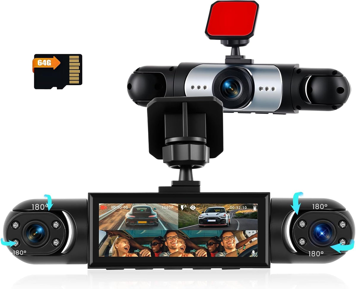 Inefala 4 Channel Dash Cam Front and Rear Inside with Super Night Vision