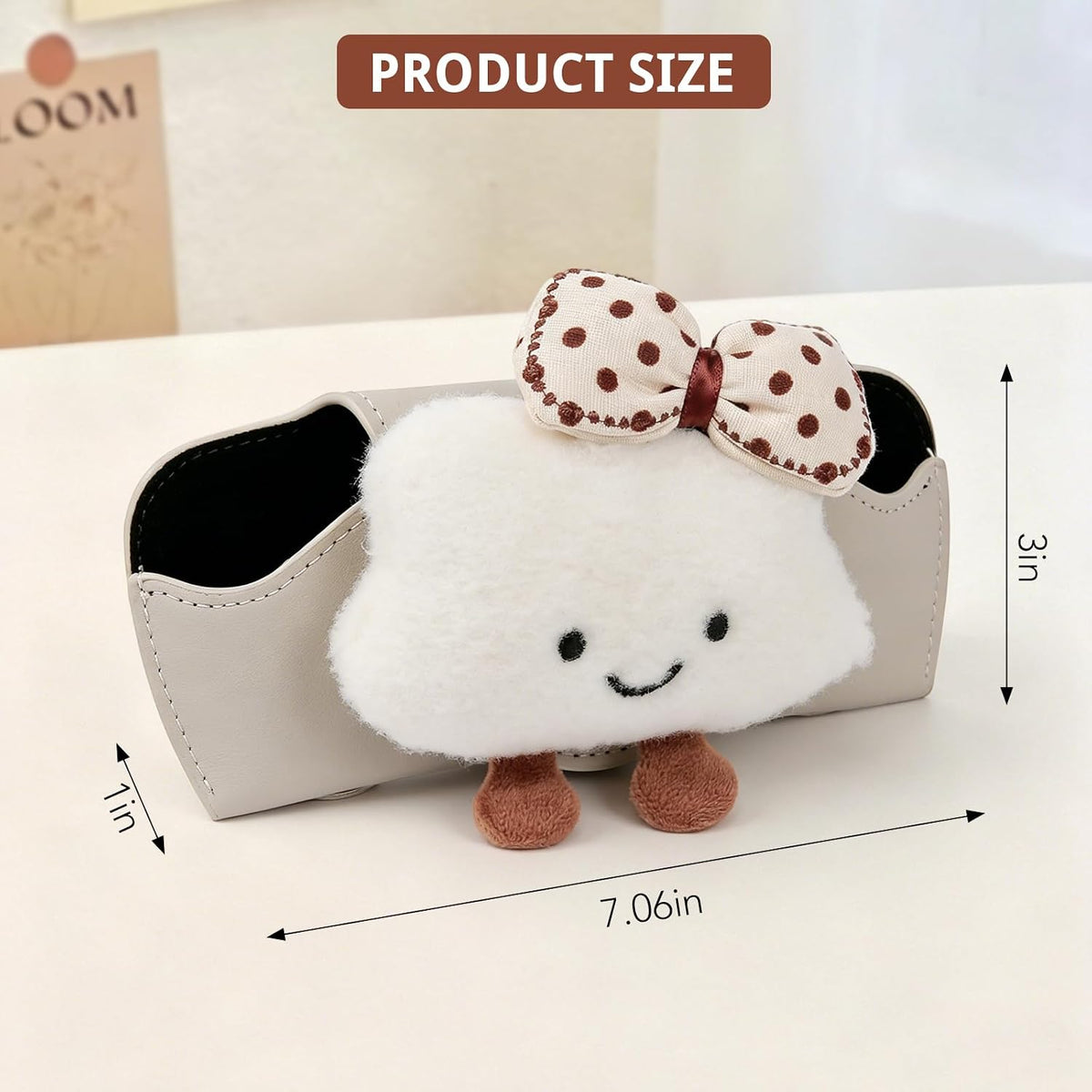 LEIWOOR Cute Cloud Magnetic Leather Sunglass Car Visor Clip Case Holder