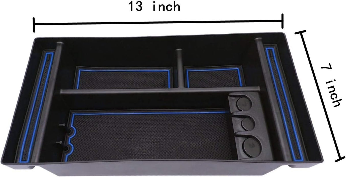 Center Console Organizer Tray fits for 2019-2022 GMC Sierra/Chevy Silverado 1500 Accessories, 2020-2021 2022 2023 Silverado/Sierra 2500 HD/3500 HD (Half-size, Blue)