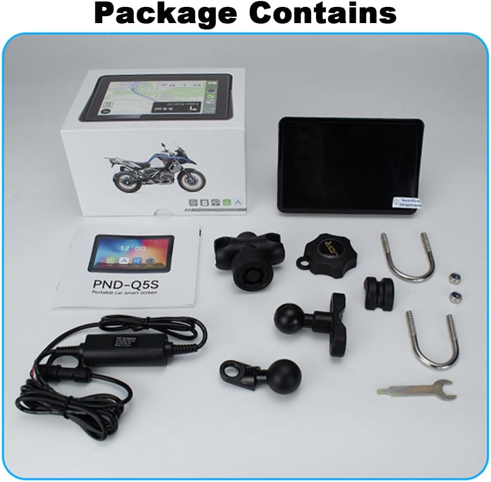 12V-24V 5-inch Waterproof Motorcycle GPS Navigation System with Wireless CarPlay/Android Auto/HiCar Wi-Fi Bluetooth FM Linux Operating System