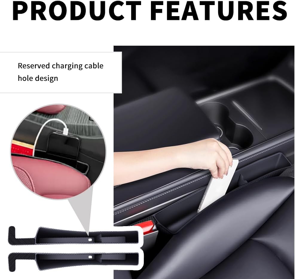 2PCS New Car Seat Gap Filler with 2 Storage Areas,Stylish Car Seat Gap Storage for Stabilizing Phone,Keys Wallet,Universal Car Seat Gap Filler Organizer Interior Accessories (Carbon Black)